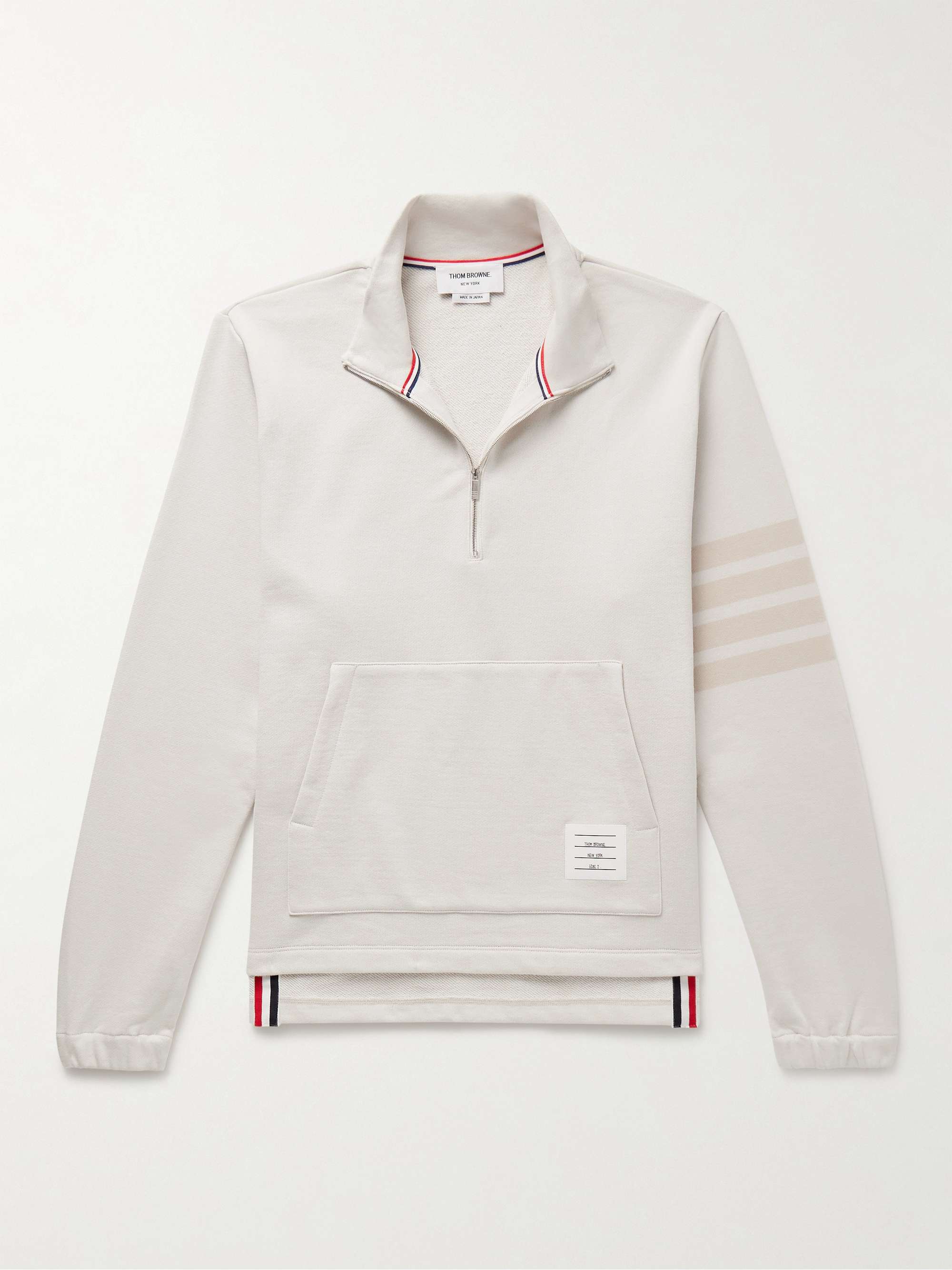 THOM BROWNE Striped Cotton-Jersey Half-Zip Sweatshirt for Men | MR PORTER