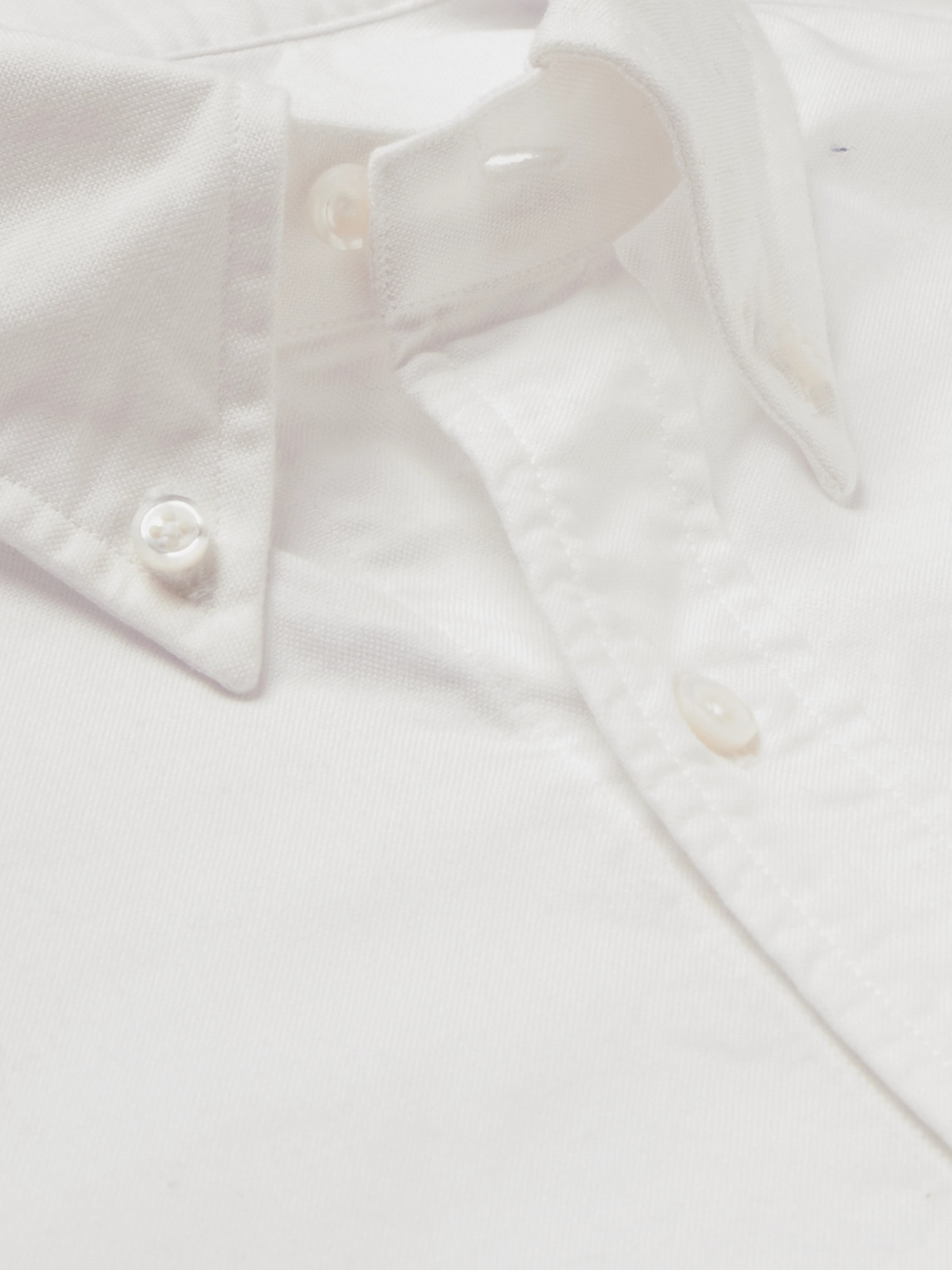 Shop Thom Browne Button-down Collar Striped Grosgrain-trimmed Cotton-poplin Shirt In White