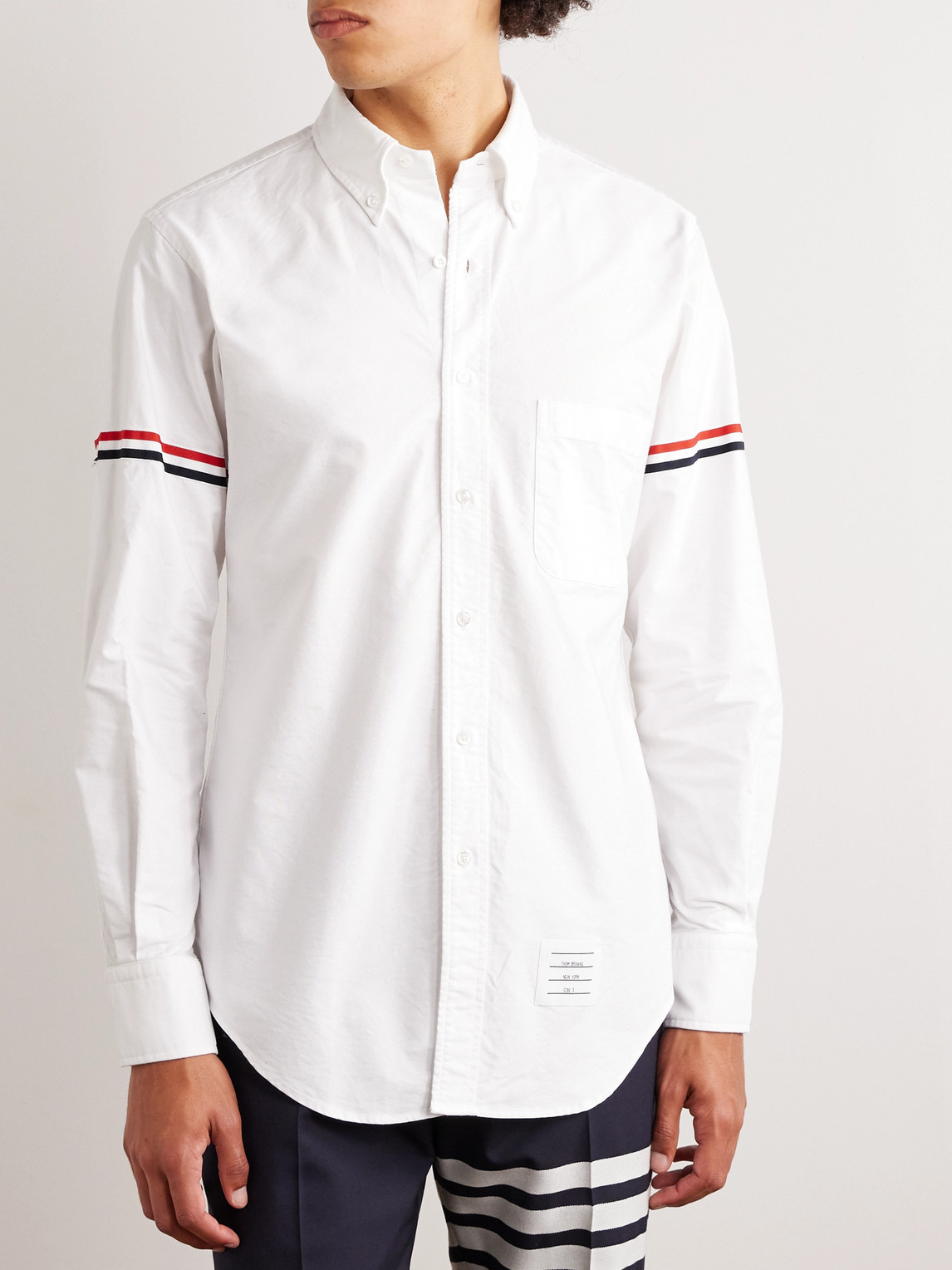 Thom Browne Oxford Button-down Shirt With Rwb Armbands In White