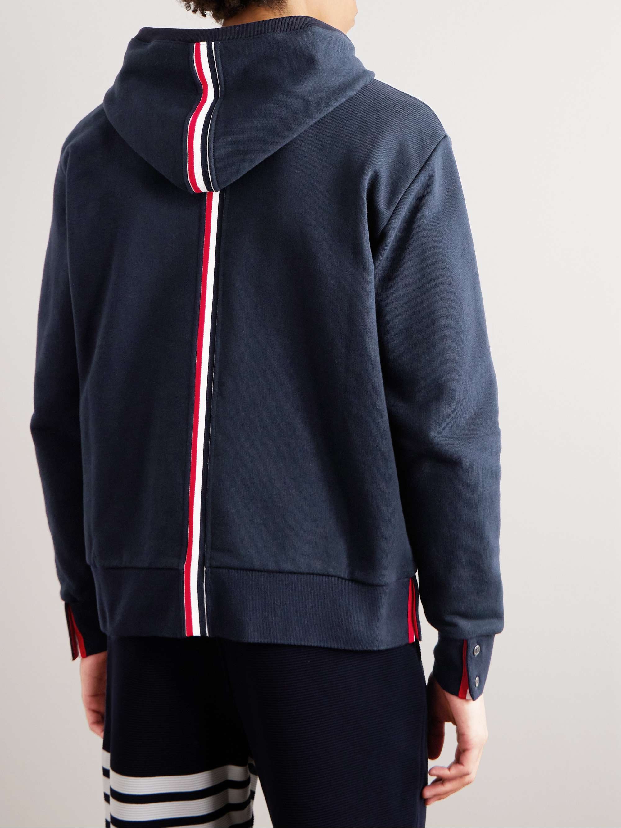 THOM BROWNE Striped Cotton-Jersey Hoodie for Men | MR PORTER
