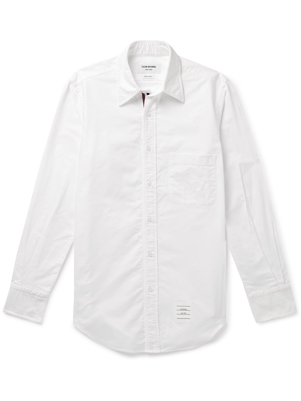 Shop Thom Browne Slim-fit Button-down Collar Logo-appliquéd Cotton Oxford Shirt In White