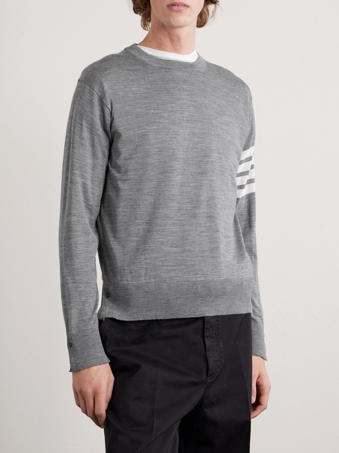  Thom Browne - Slim-fit Striped Merino Wool Sweater - Men - Gray - 0 