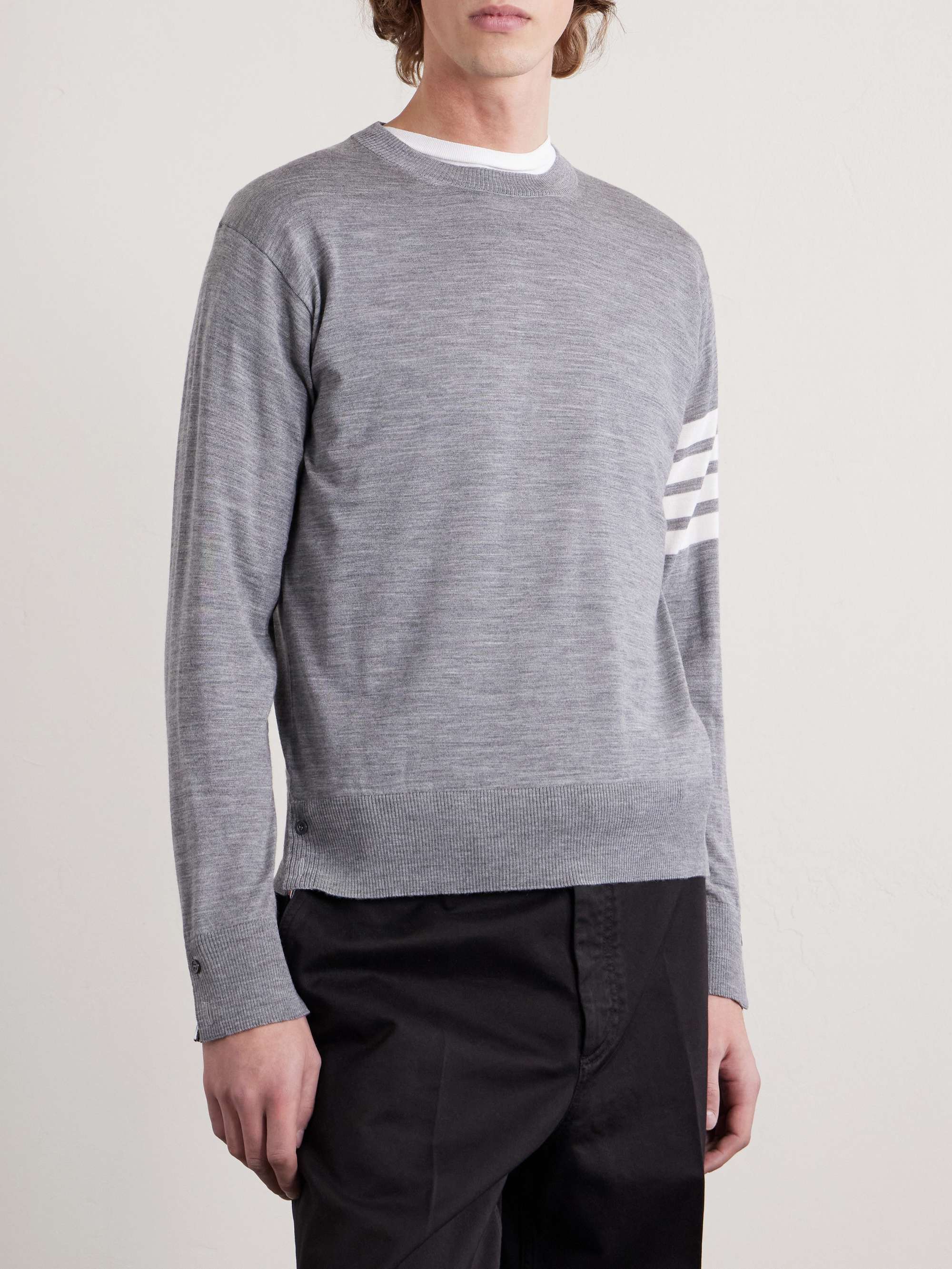 THOM BROWNE Striped Merino Wool Sweater