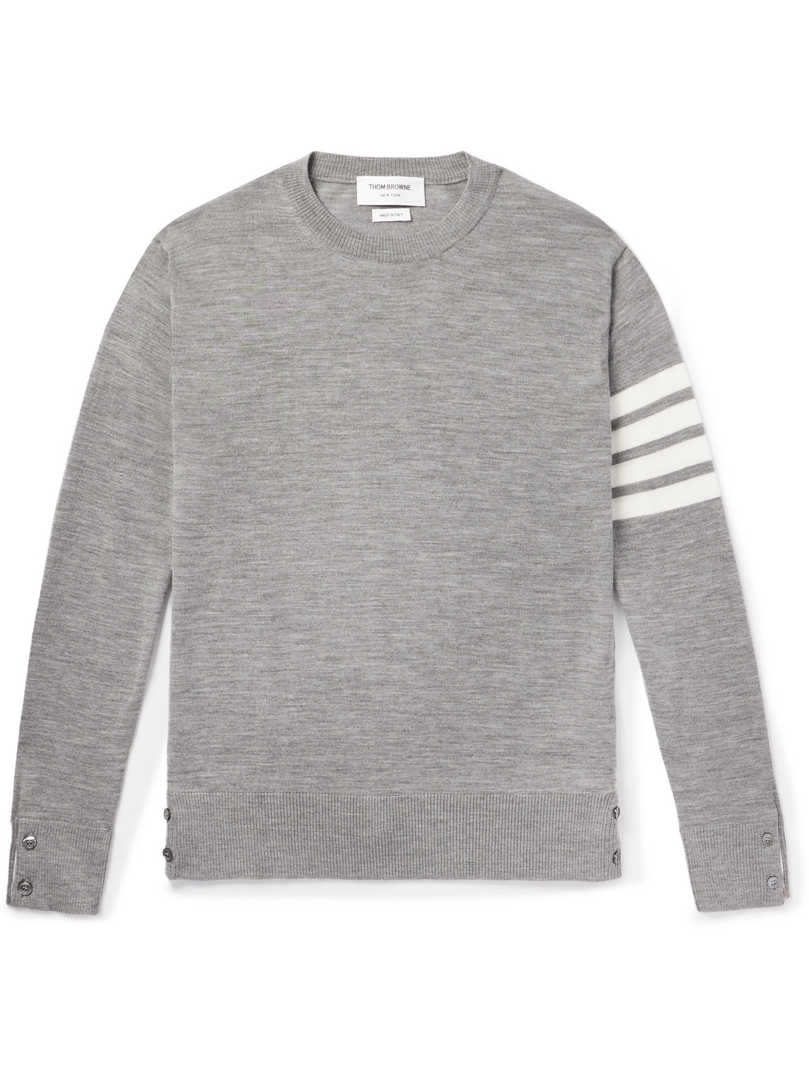 Thom Browne Milano Stitch Crew Neck Pullover In Gray