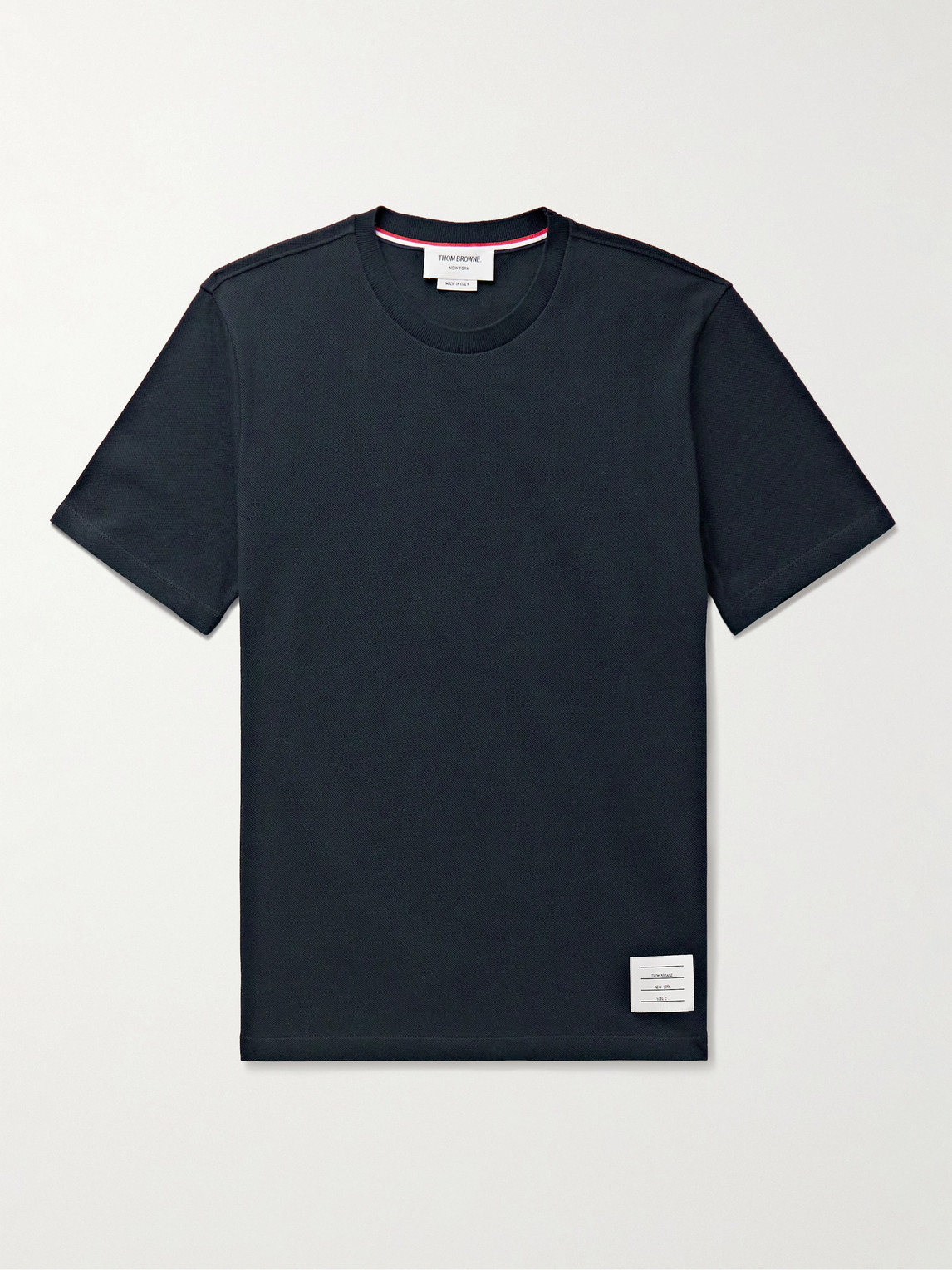 Thom Browne Logo-Appliquéd Striped Cotton-Piqué T-Shirt - Men