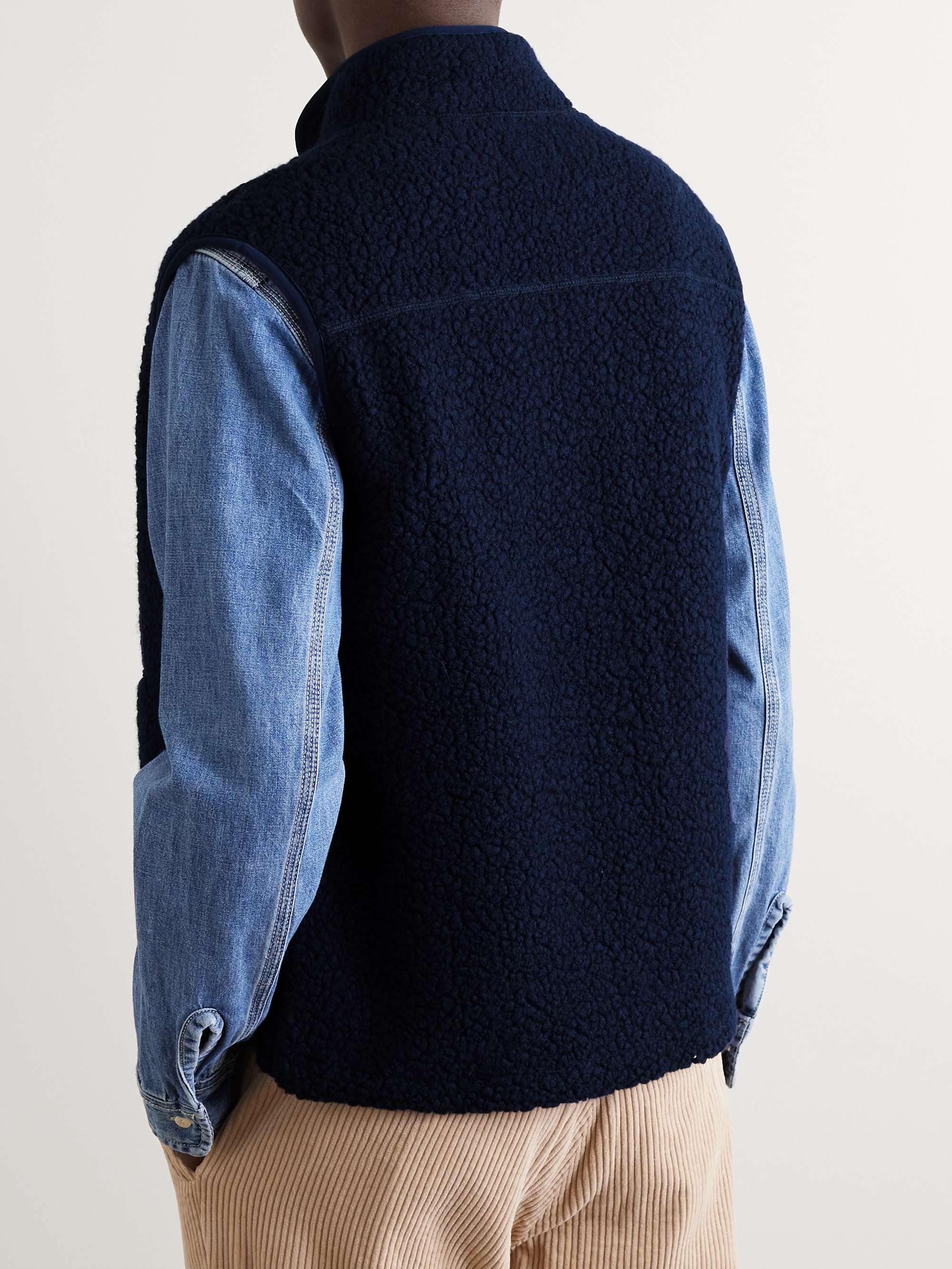 DRAKE'S Logo-Embroidered Wool-Blend Fleece Gilet