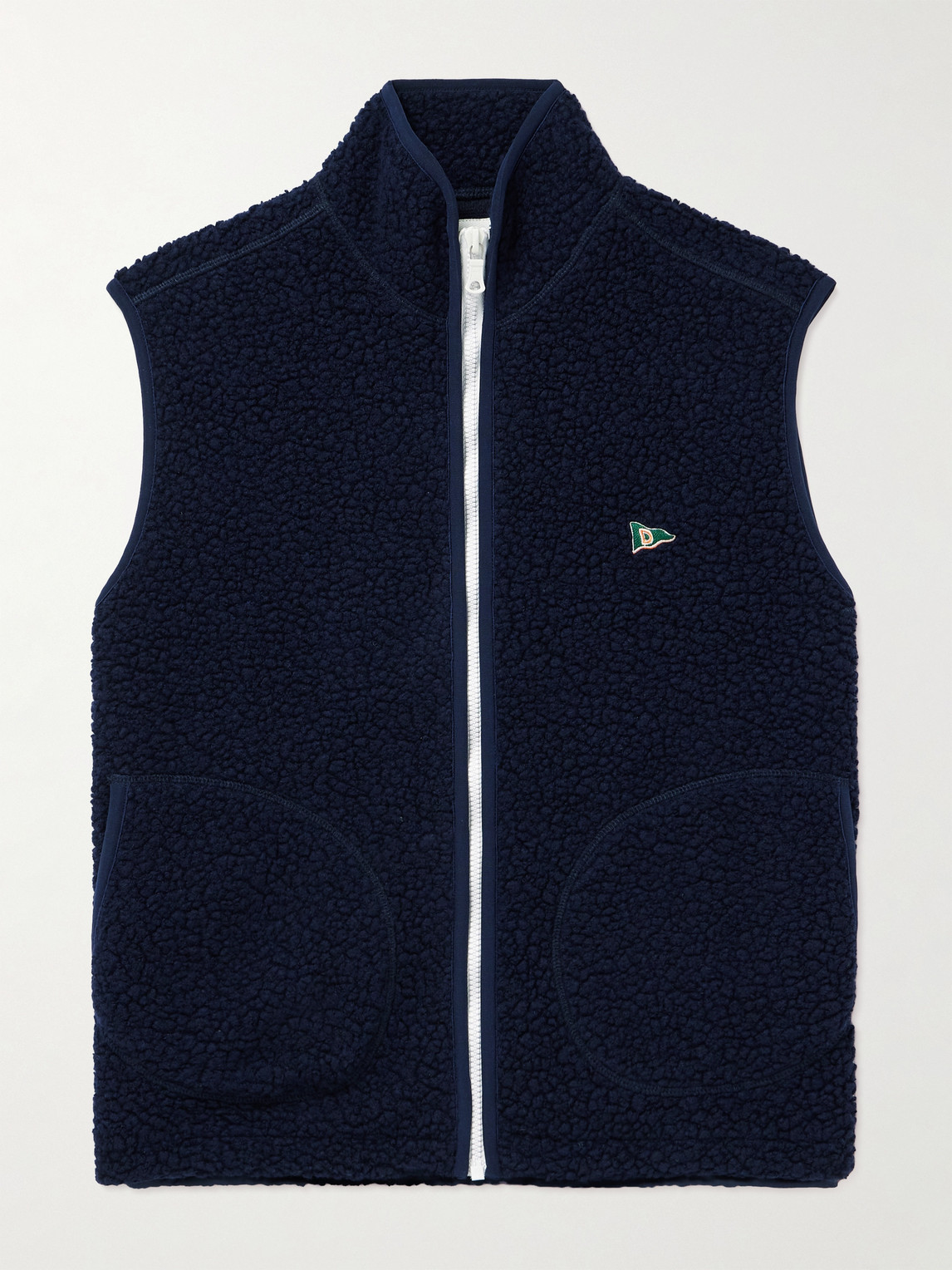Drake's Logo-embroidered Wool-blend Fleece Gilet In Blue