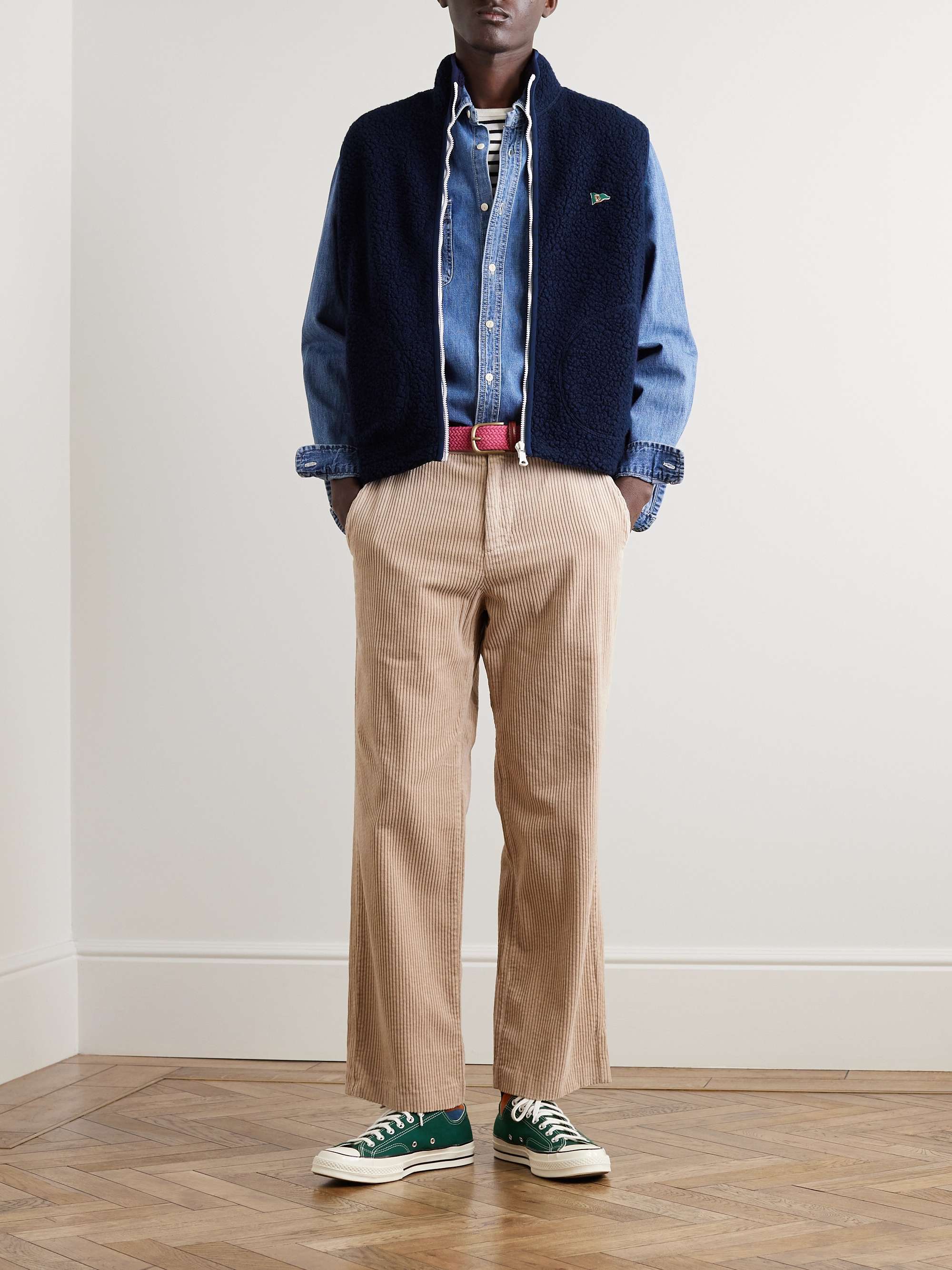 DRAKE'S Logo-Embroidered Wool-Blend Fleece Gilet