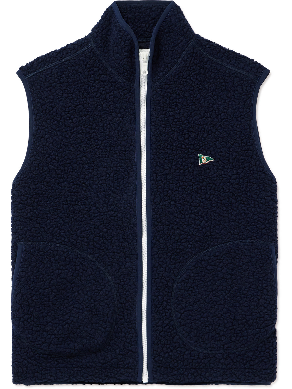 Drake's Logo-embroidered Wool-blend Fleece Gilet In Blue