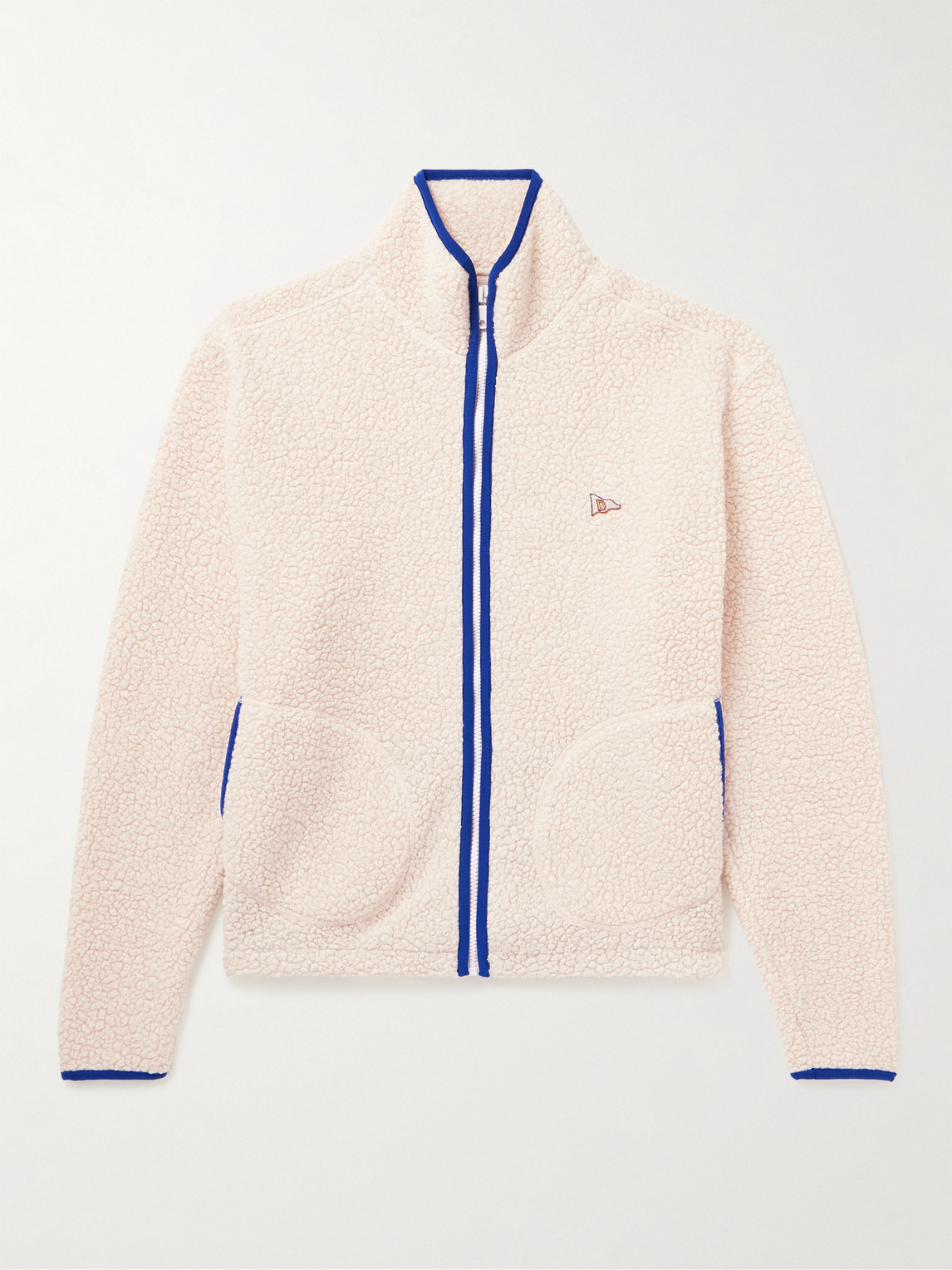 Drake's Logo-embroidered Wool-blend Fleece Jacket In Neutrals