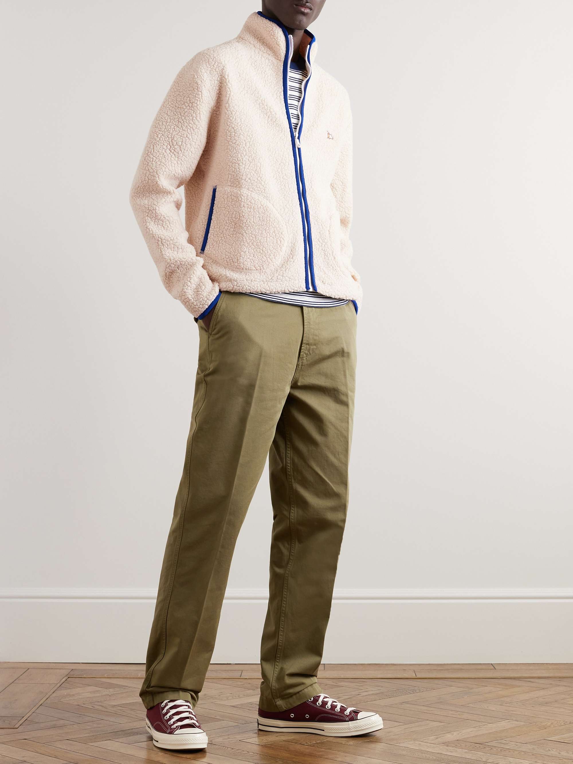 DRAKE'S Logo-Embroidered Wool-Blend Fleece Jacket