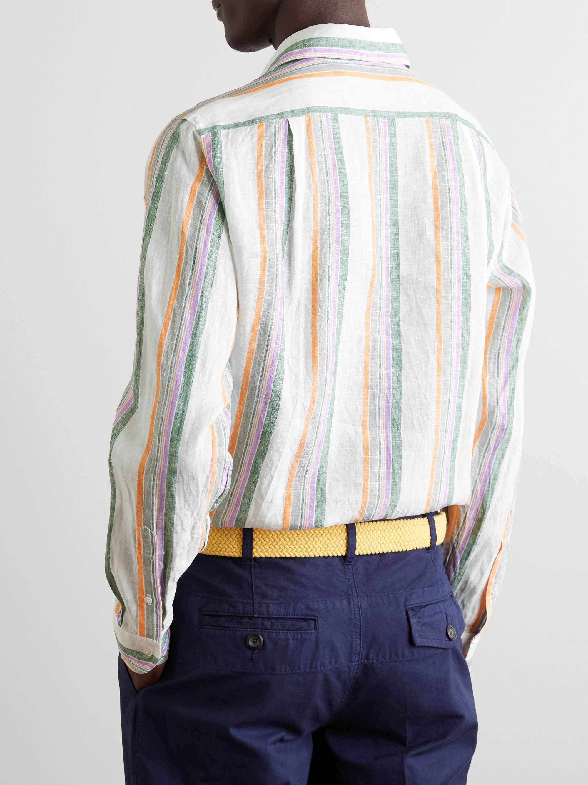 DRAKE'S Striped Linen-Gauze Shirt