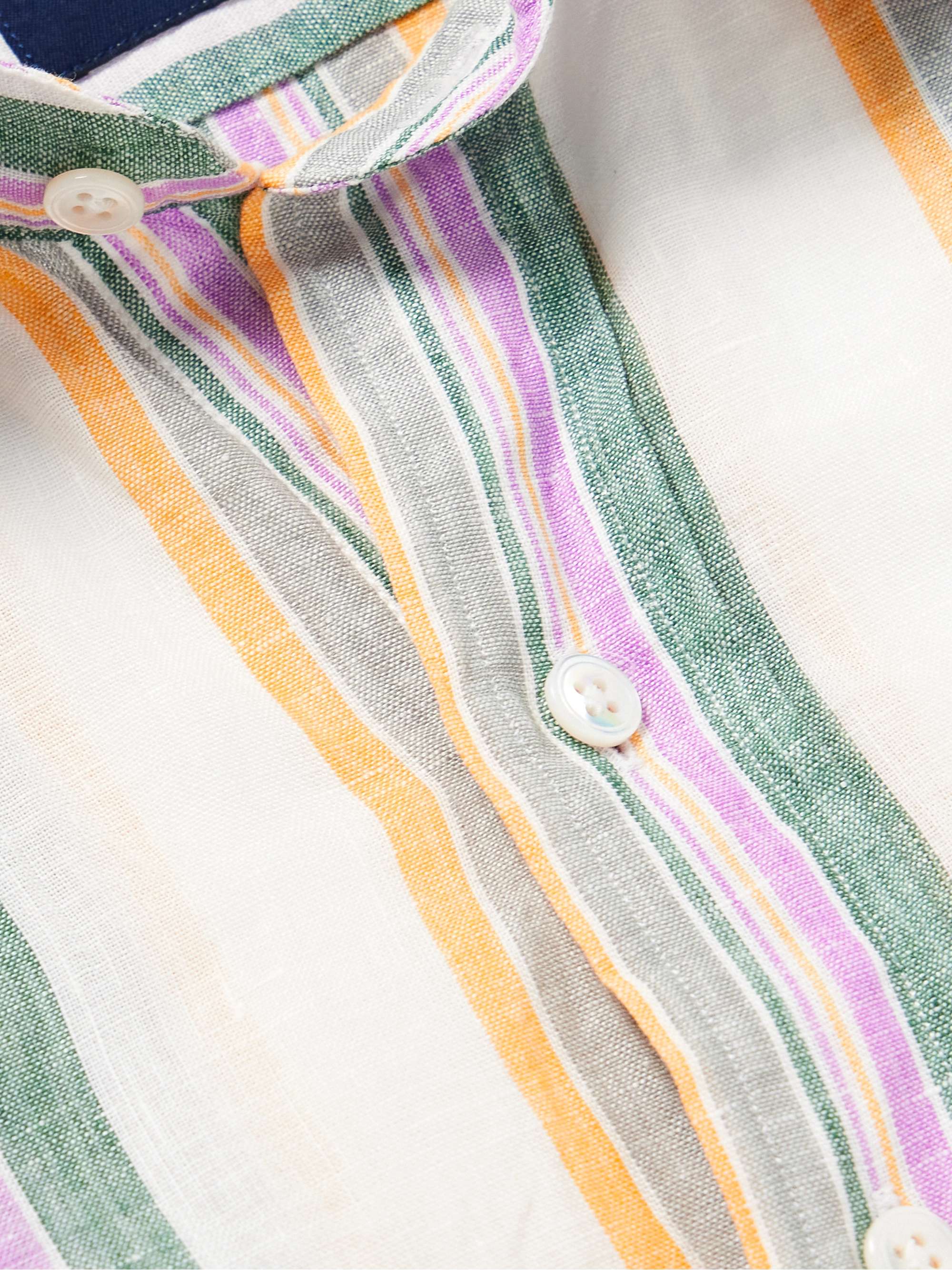 DRAKE'S Striped Linen-Gauze Shirt