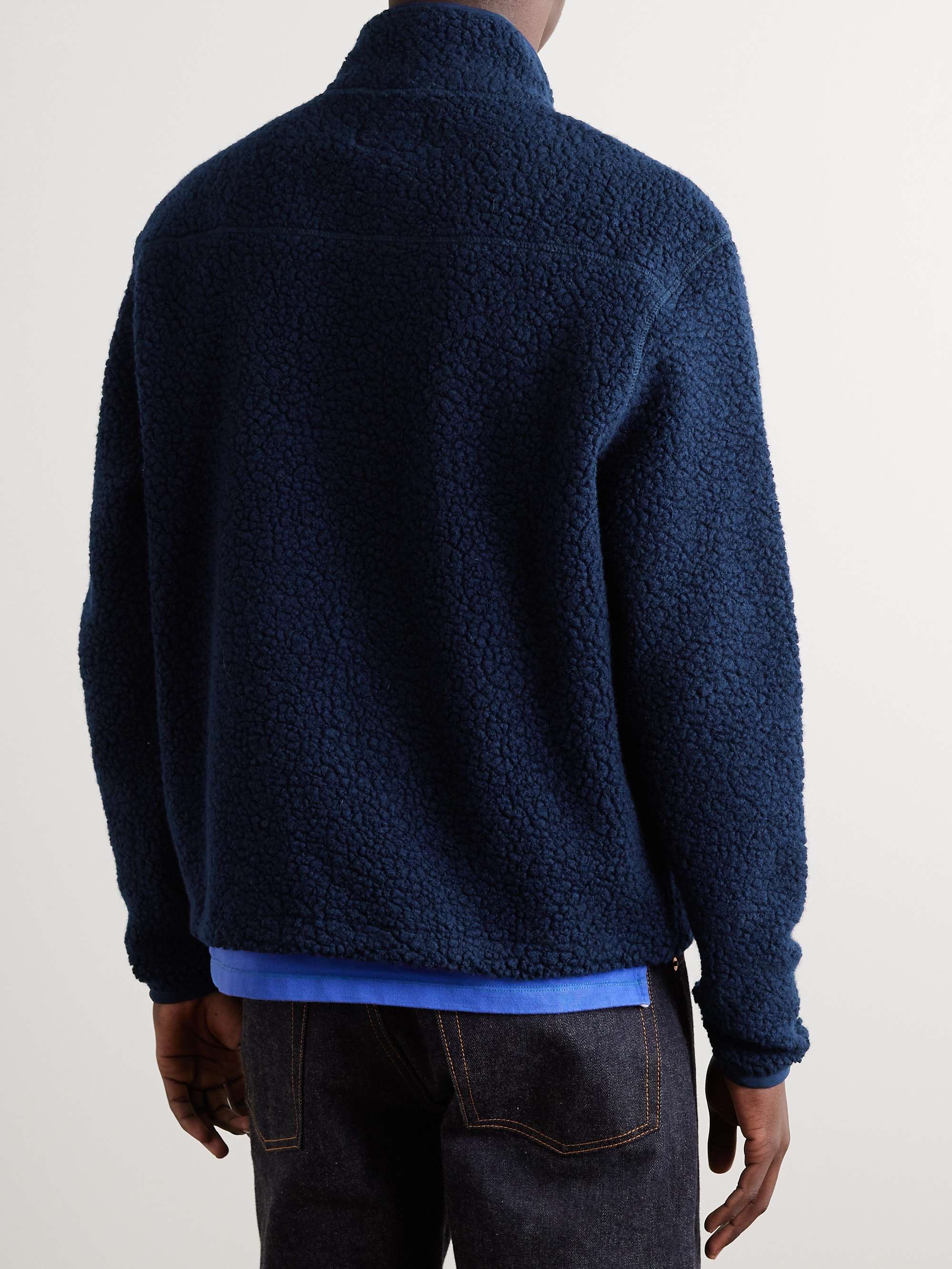 DRAKE'S Logo-Embroidered Wool-Blend Fleece Jacket