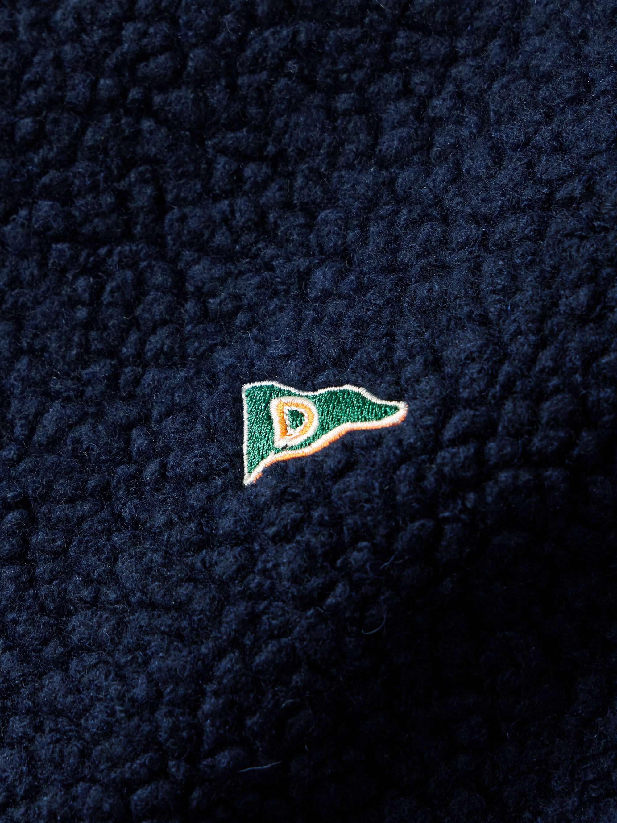 DRAKE'S Logo-Embroidered Wool-Blend Fleece Jacket