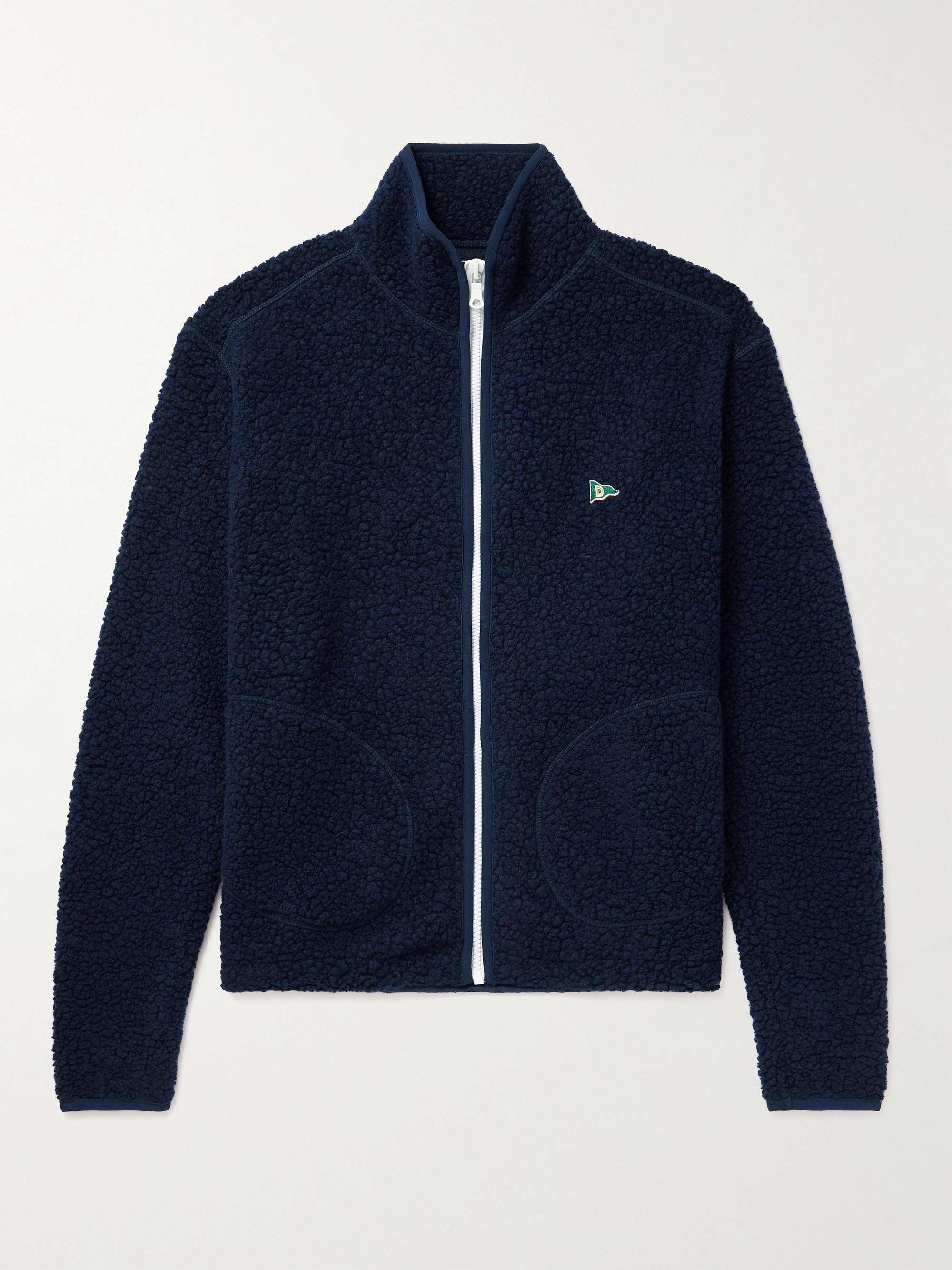 DRAKE'S Logo-Embroidered Wool-Blend Fleece Jacket