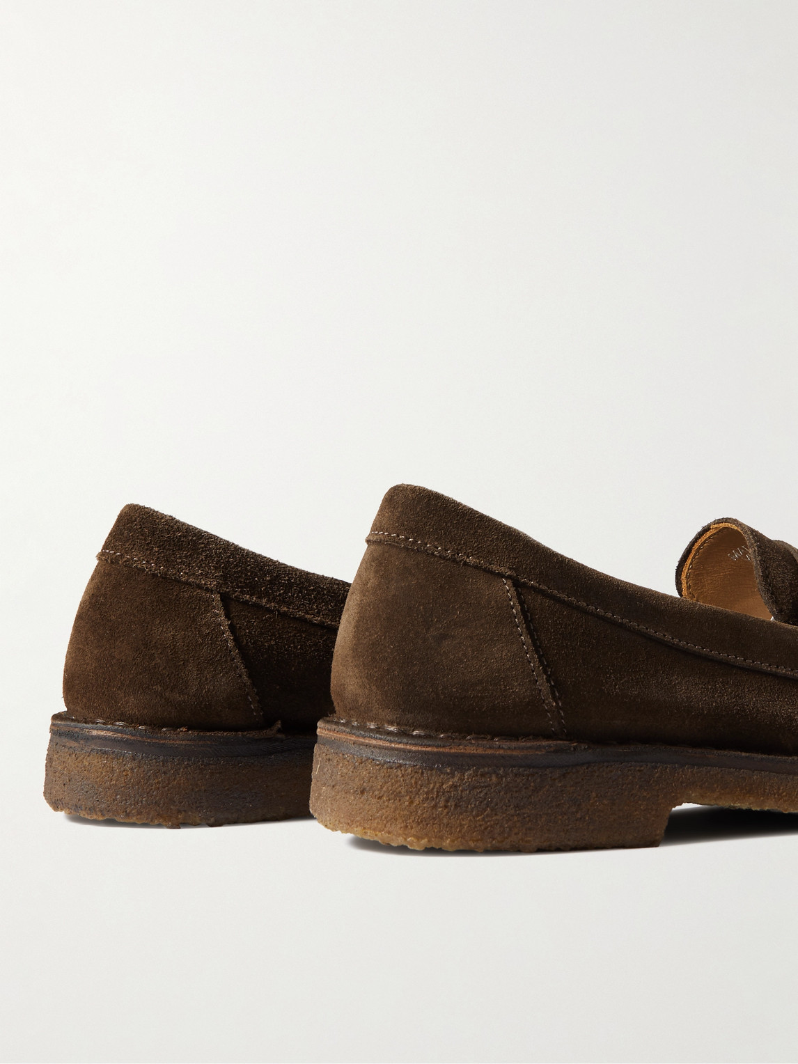 Shop Drake's Canal Suede Penny Loafers In Brown