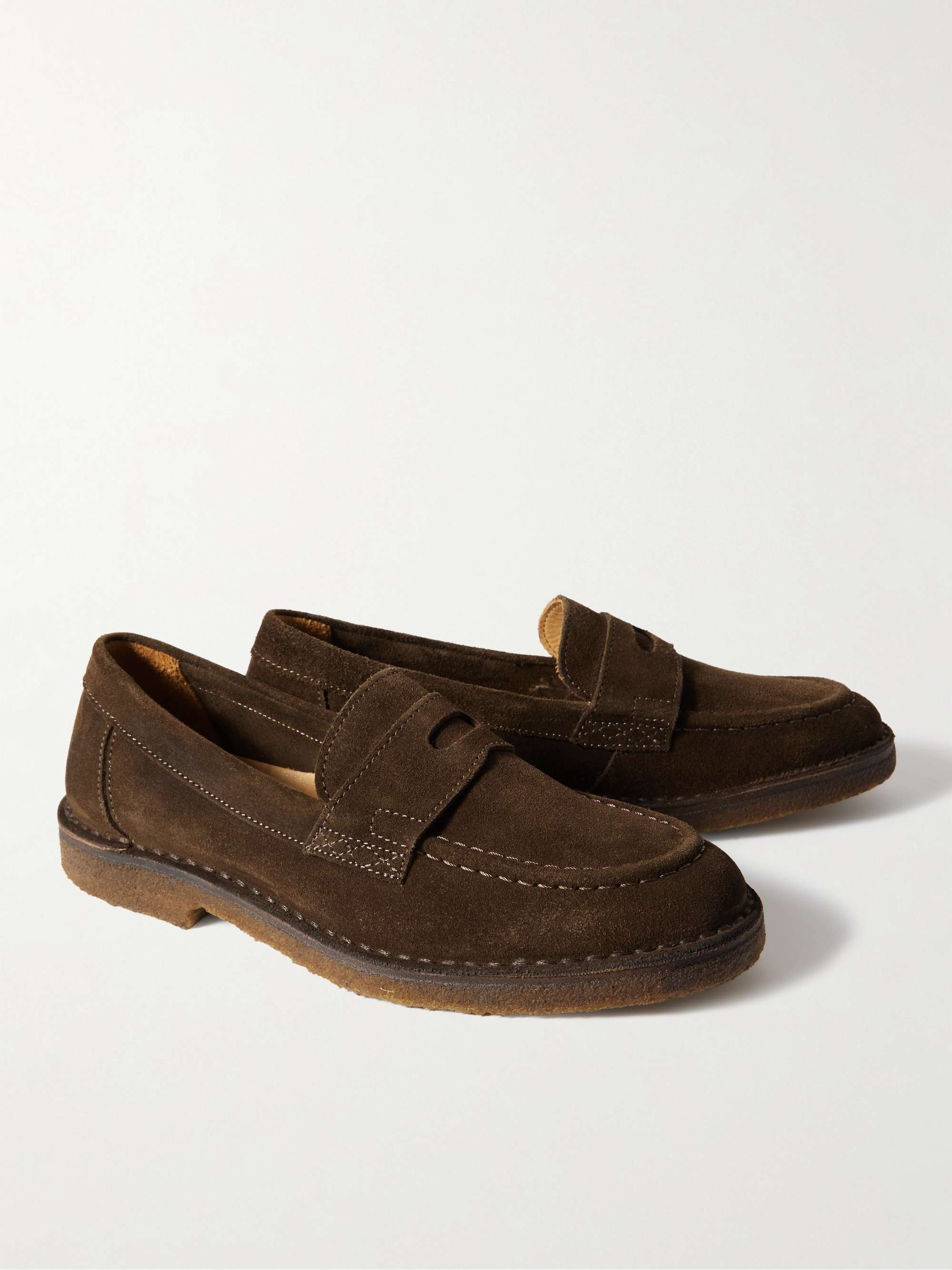 DRAKE'S Canal Suede Penny Loafers