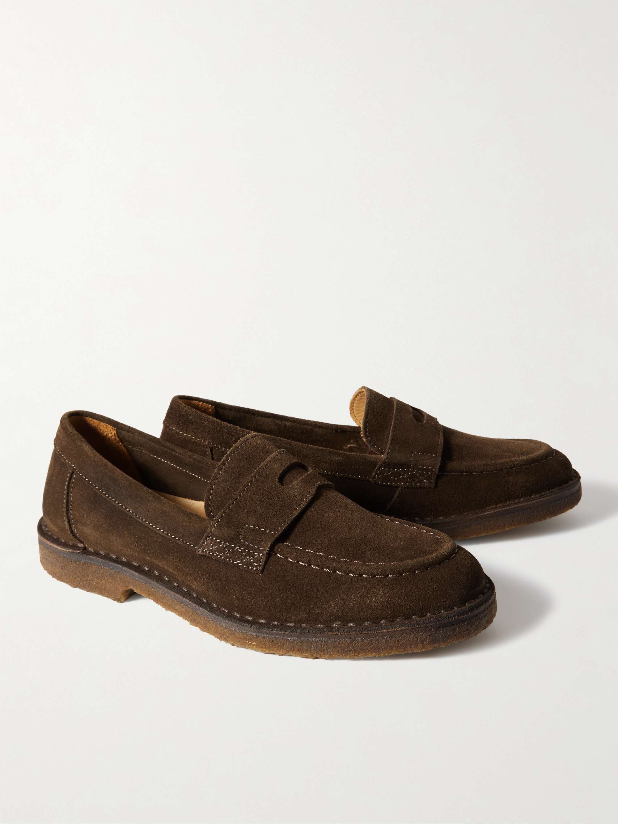 DRAKE'S Canal Suede Penny Loafers for Men | MR PORTER