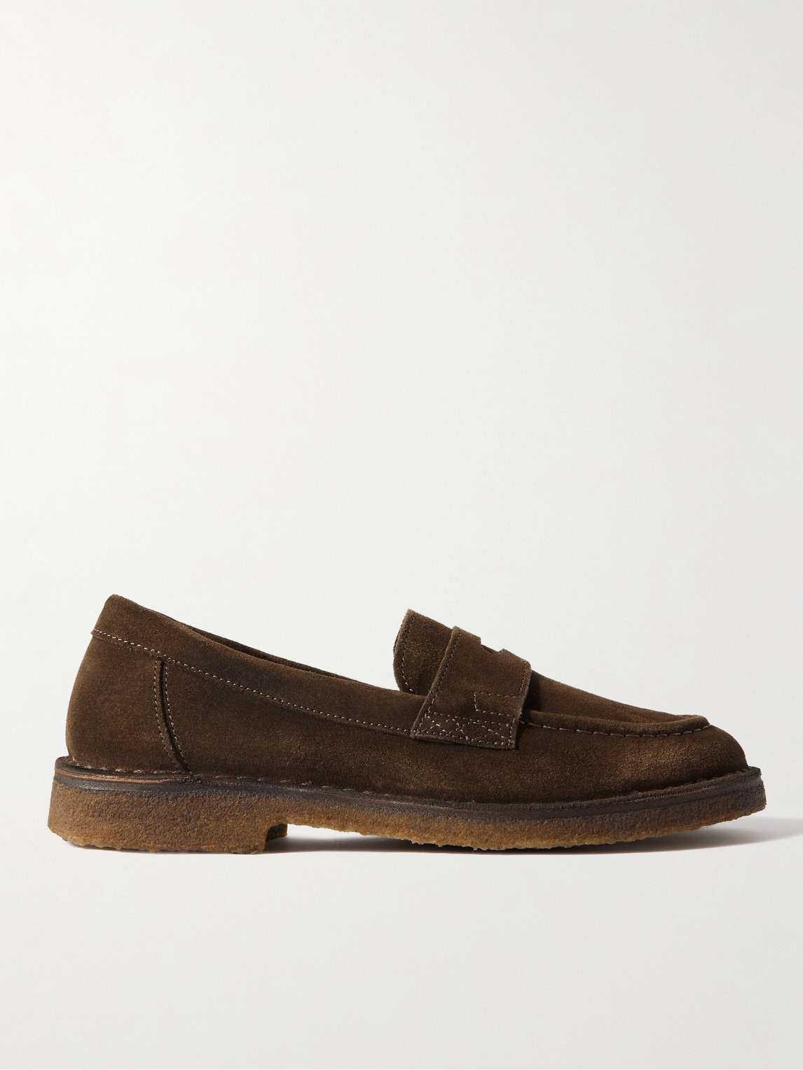 Drake's Canal Suede Penny Loafers In Brown