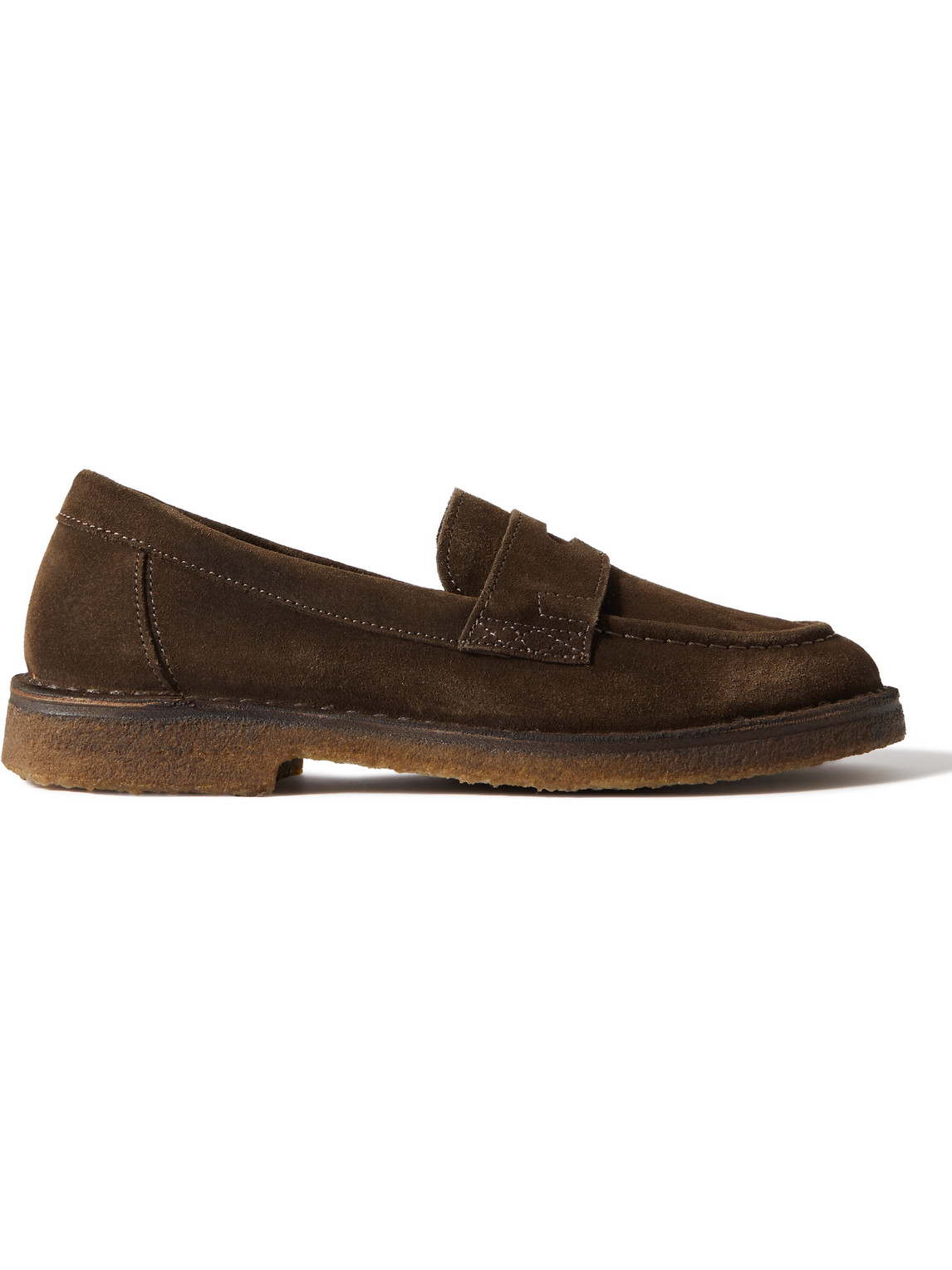 Drake's Canal Suede Penny Loafers In Brown