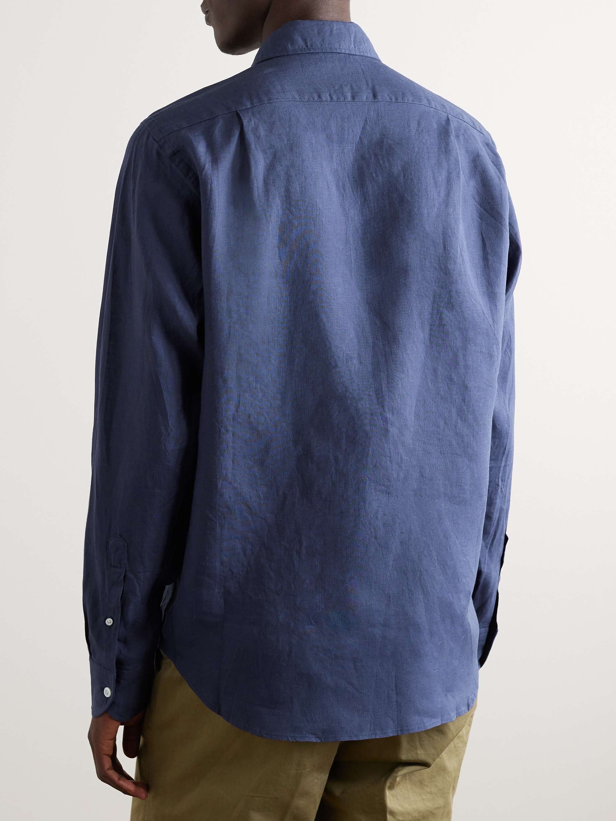 DRAKE'S Crinkled Linen-Gauze Shirt