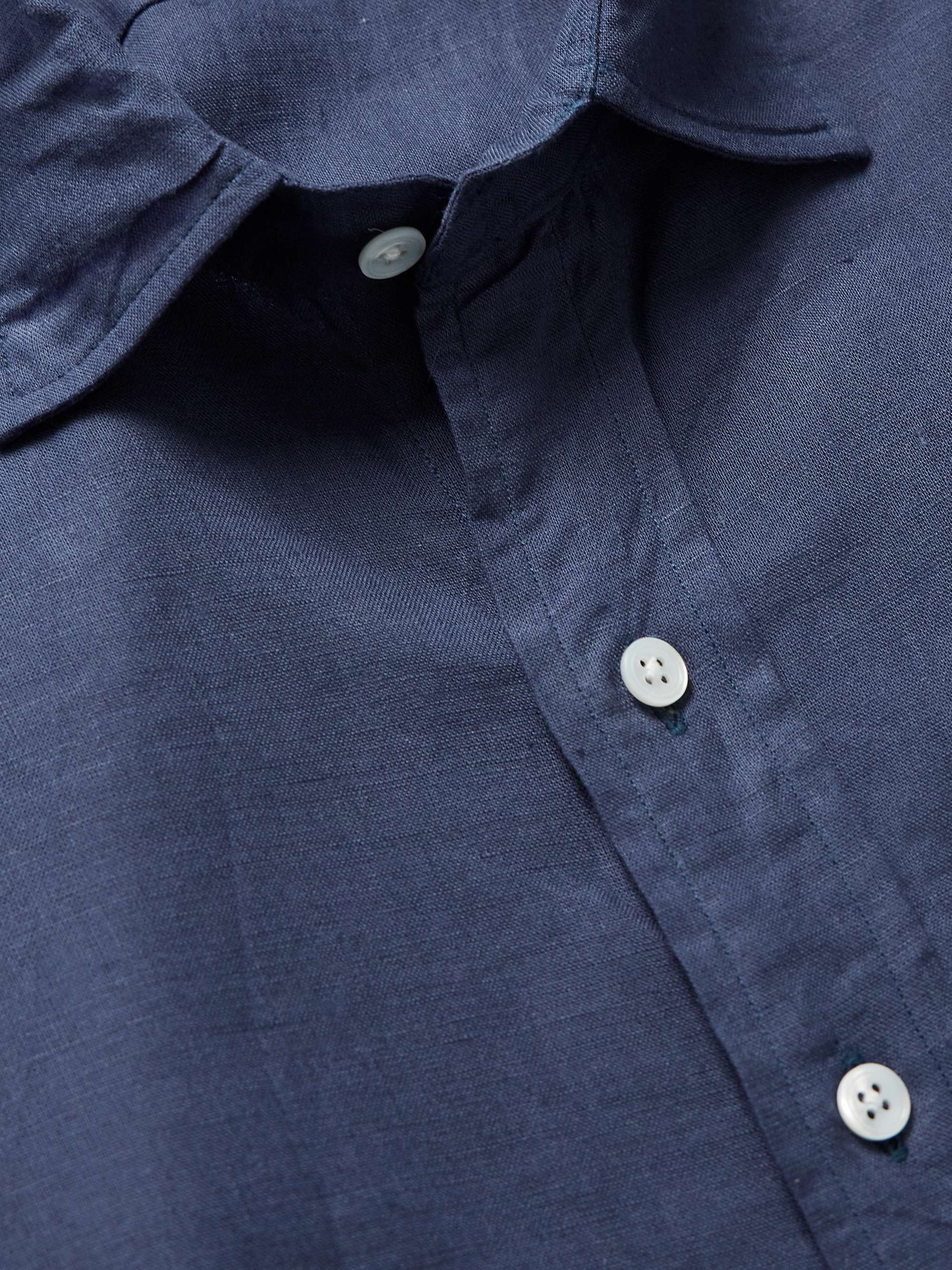 DRAKE'S Crinkled Linen-Gauze Shirt