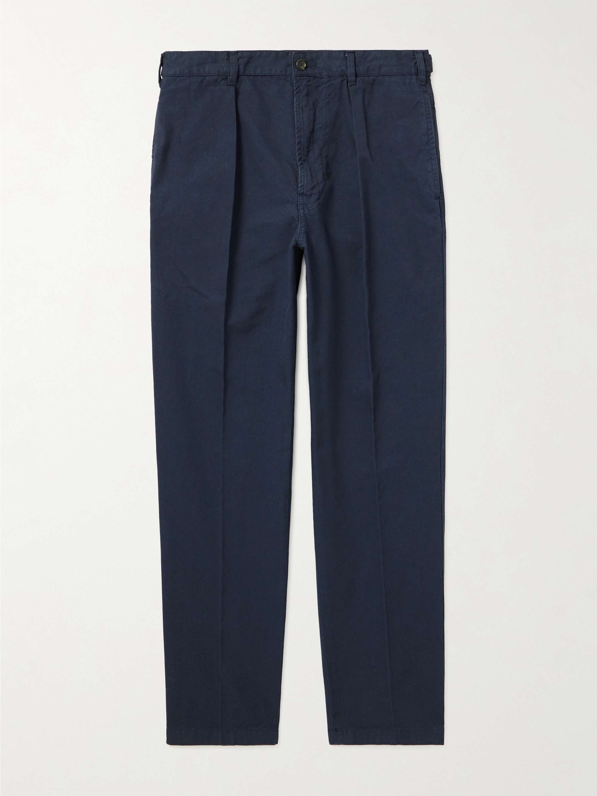 DRAKE'S Tapered Pleated Cotton-Canvas Chinos for Men | MR PORTER