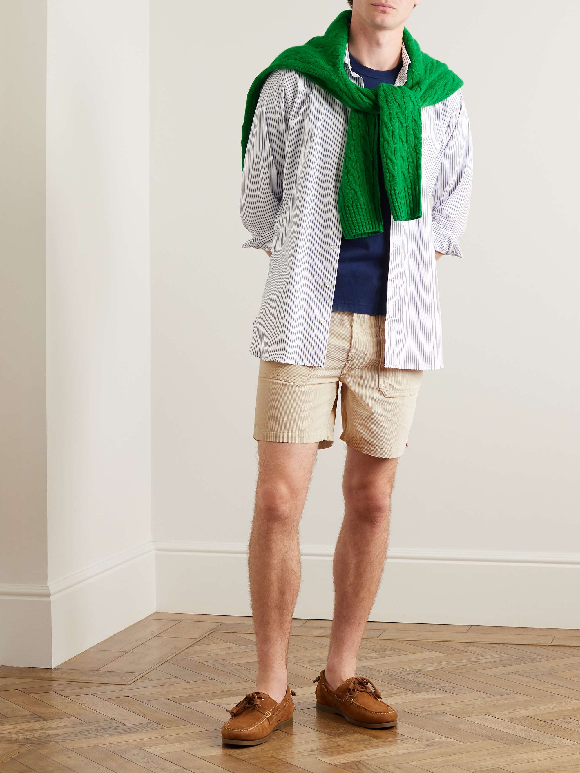 DRAKE'S Slim-Fit Straight-Leg Fatigue Cotton-Corduroy Shorts for Men