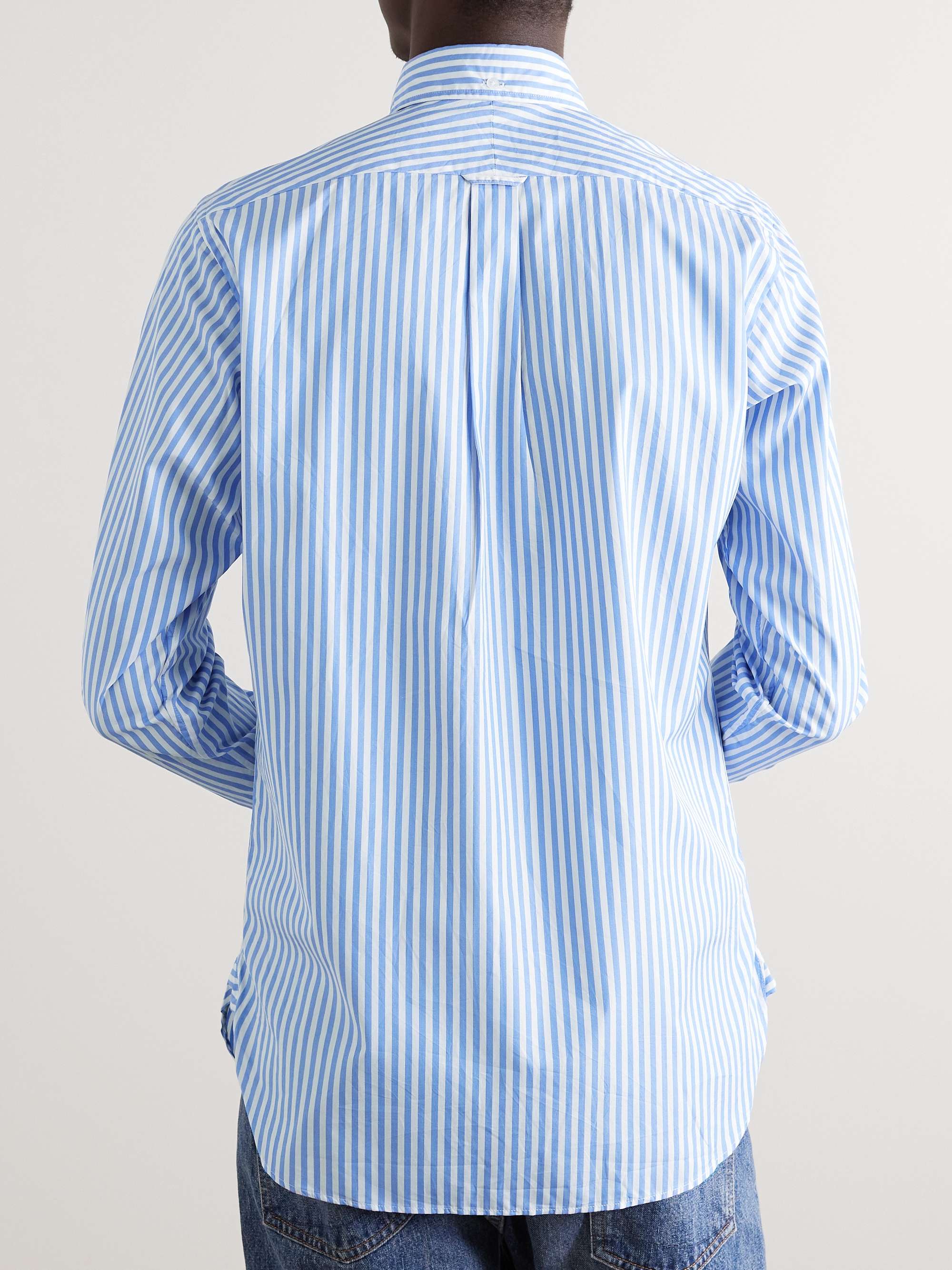 DRAKE'S Button-Down Collar Striped Cotton-Poplin Shirt