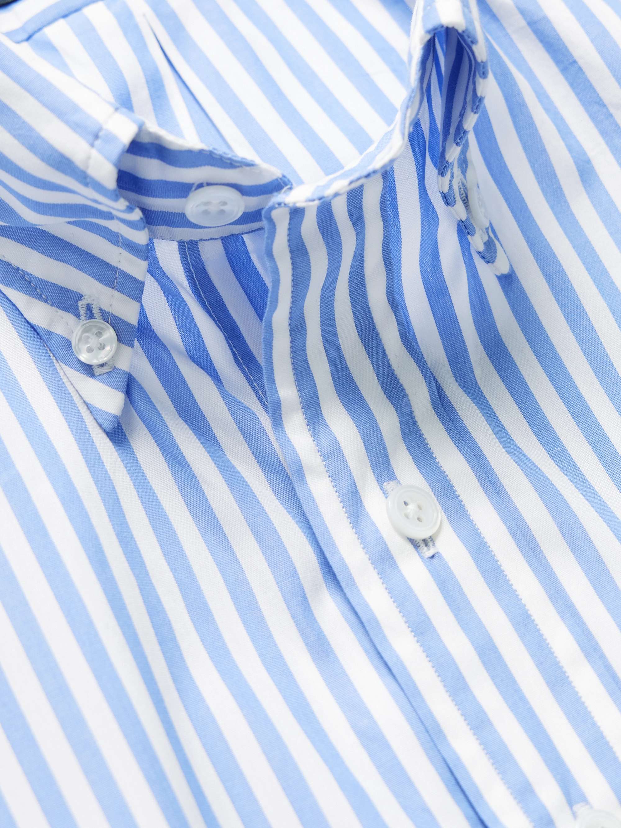 DRAKE'S Button-Down Collar Striped Cotton-Poplin Shirt