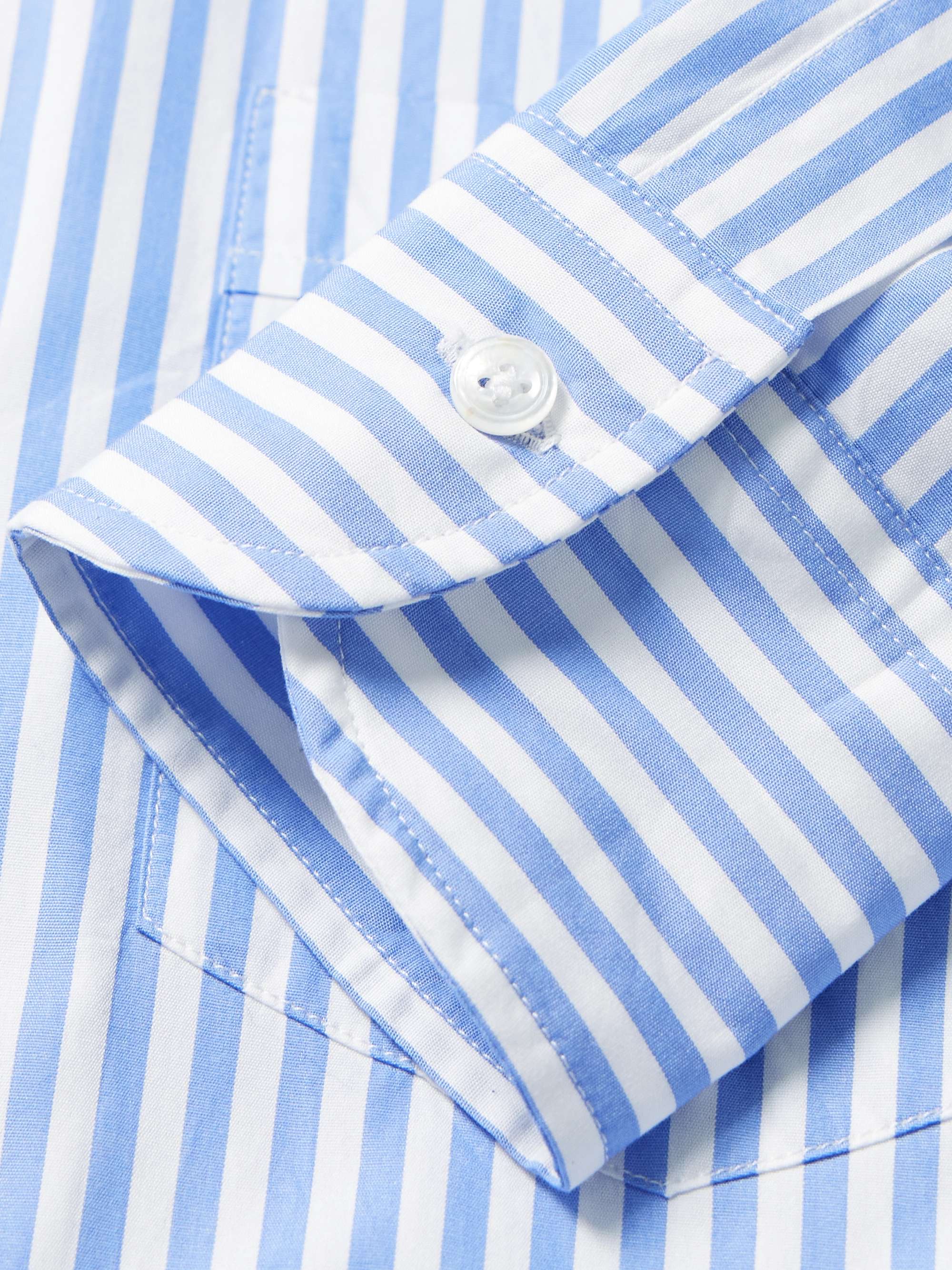 DRAKE'S Button-Down Collar Striped Cotton-Poplin Shirt