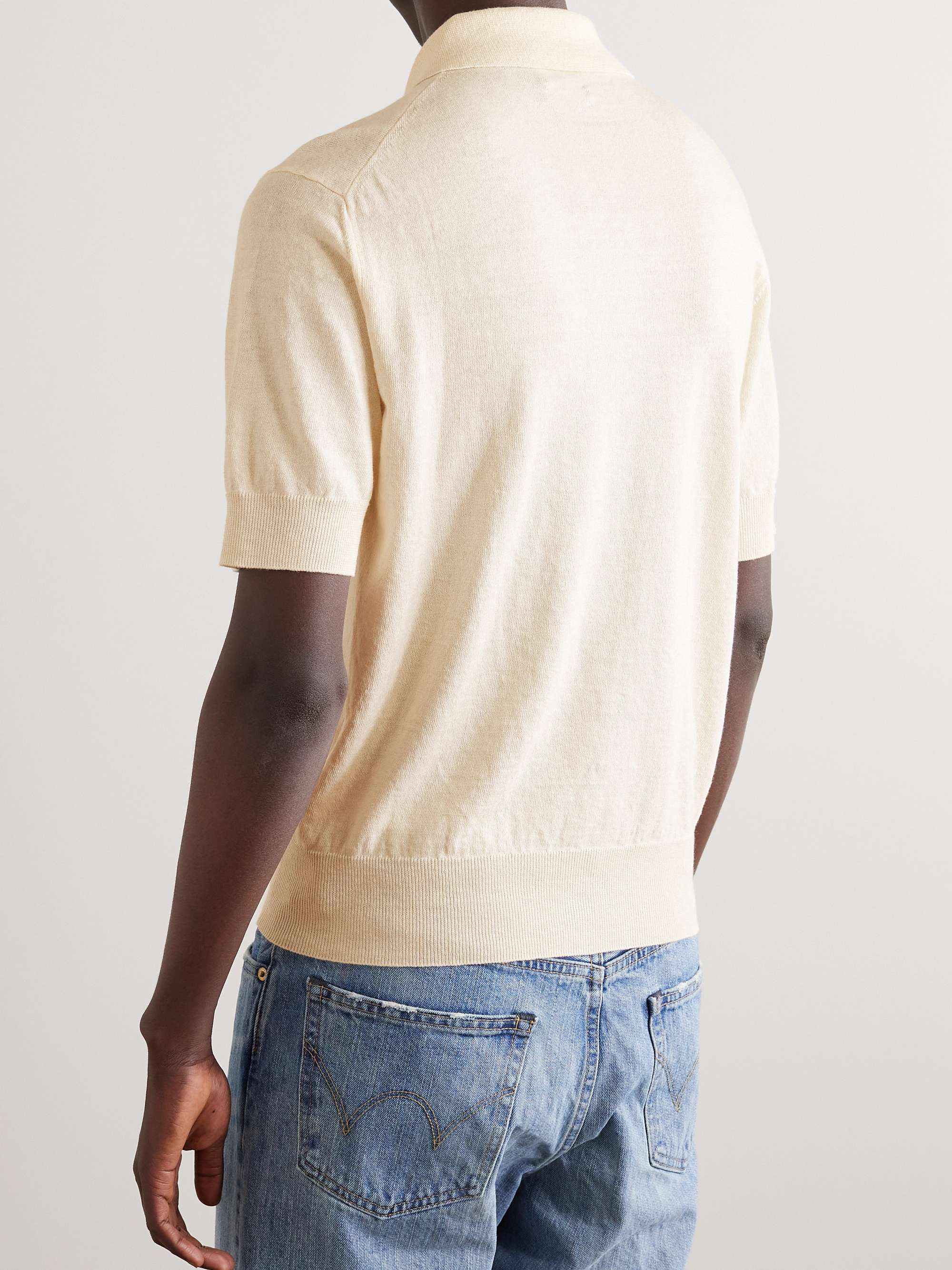 DRAKE'S Linen and Cotton-Blend Polo Shirt