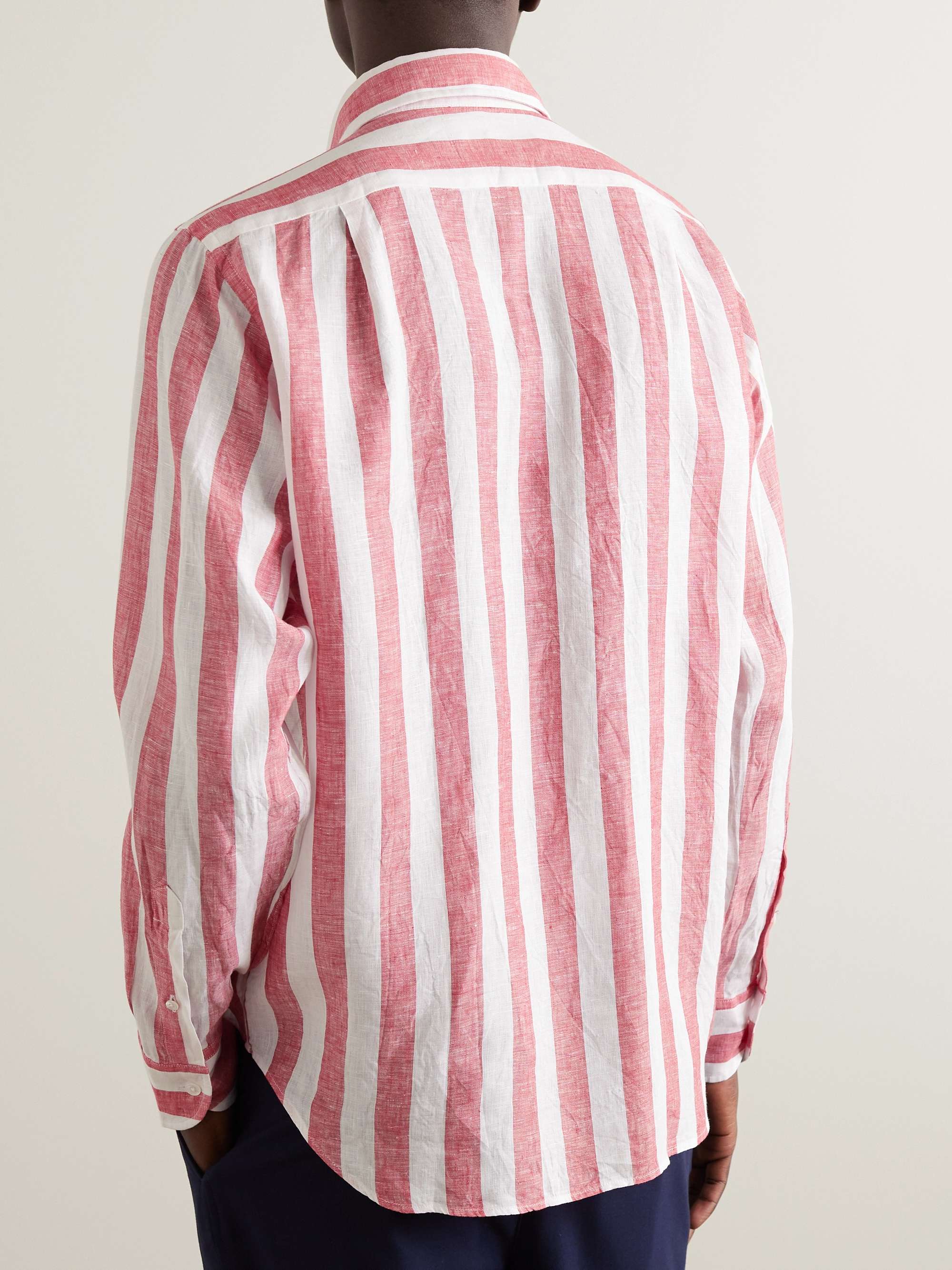 DRAKE'S Striped Linen Shirt
