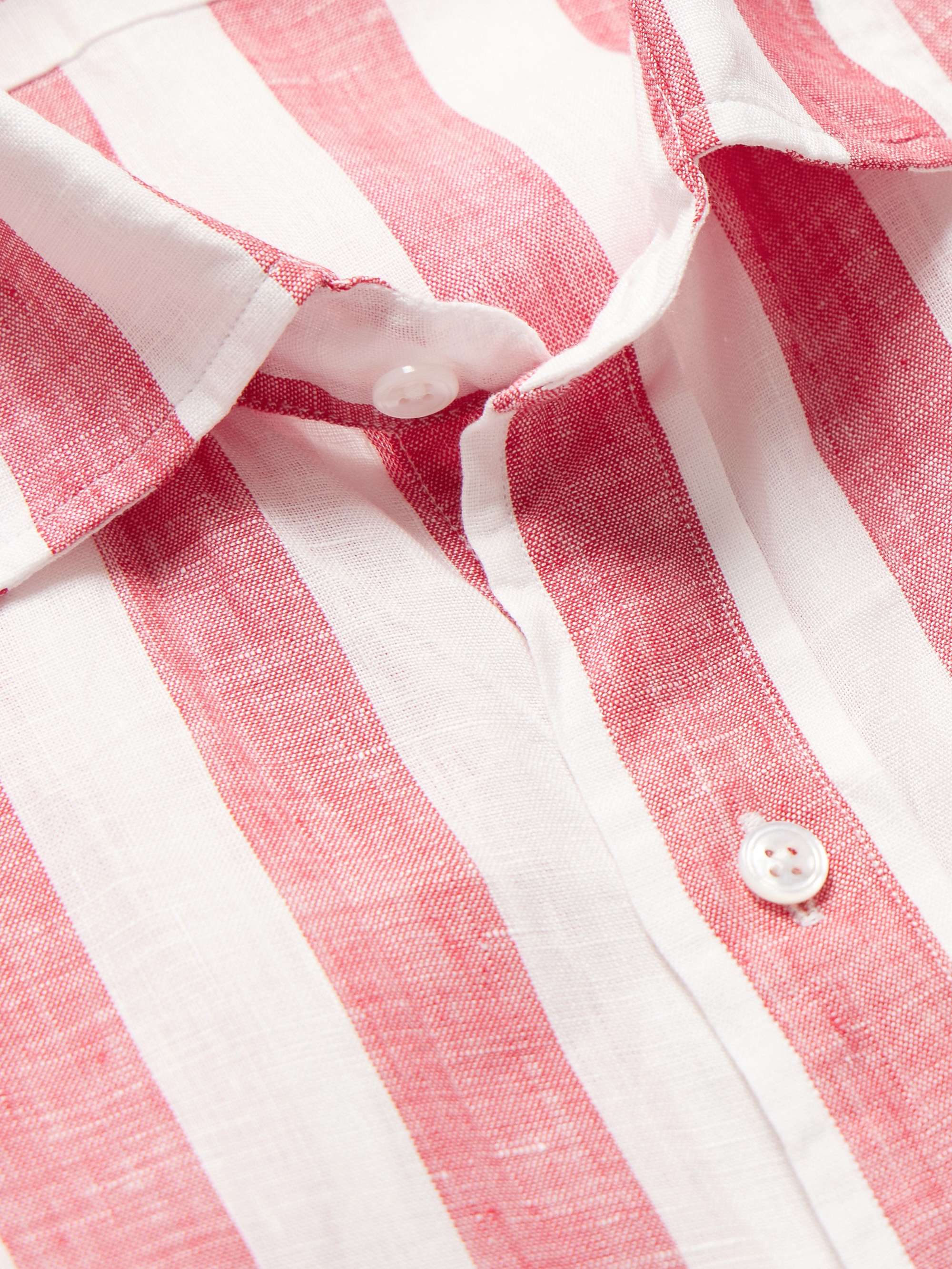 DRAKE'S Striped Linen Shirt
