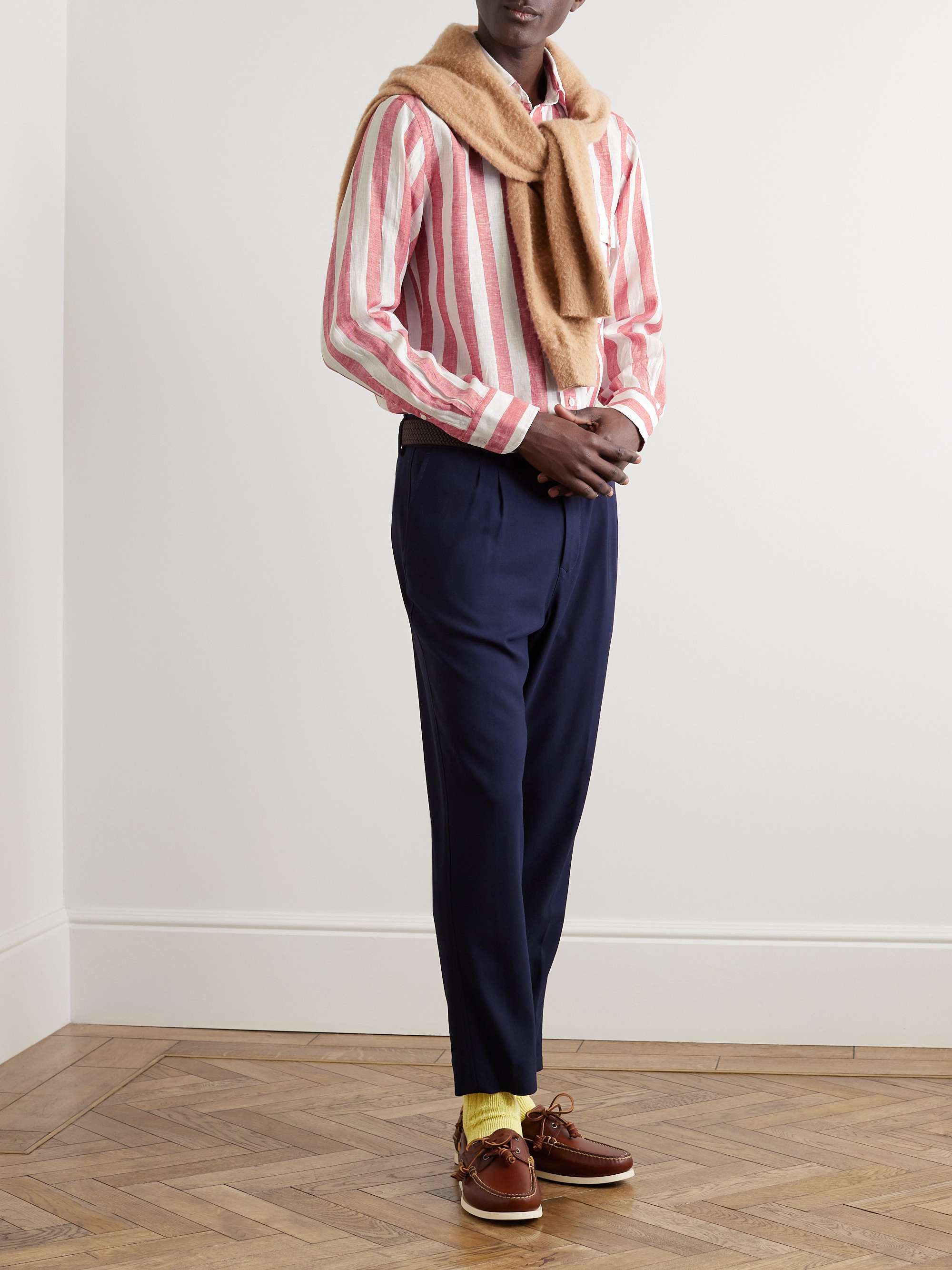 DRAKE'S Striped Linen Shirt