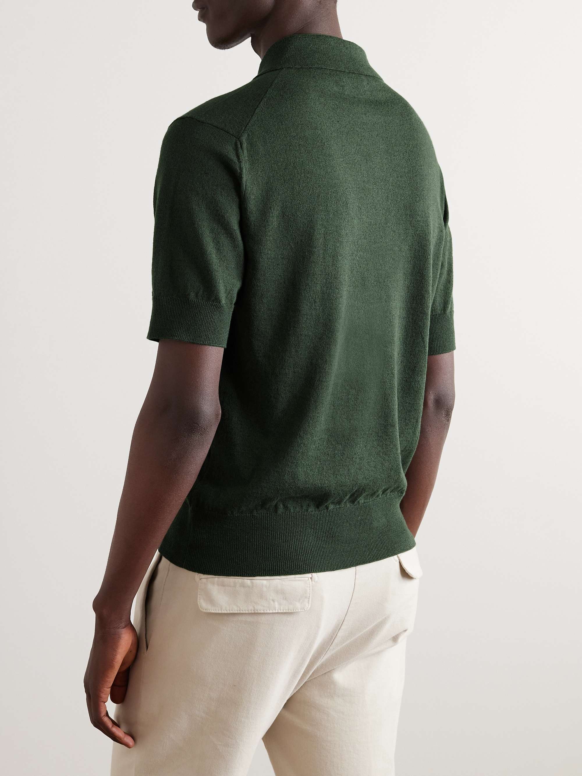 DRAKE'S Linen and Cotton-Blend Polo Shirt