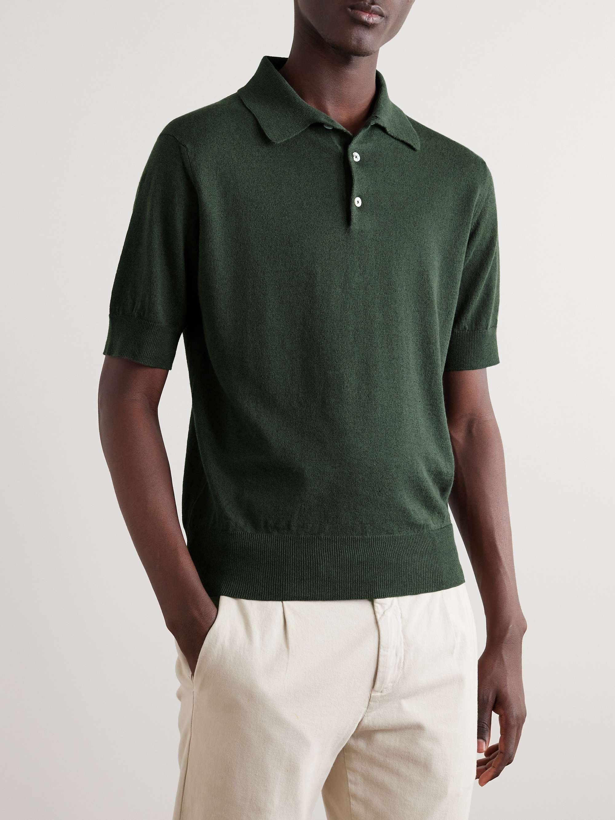 DRAKE'S Linen and Cotton-Blend Polo Shirt