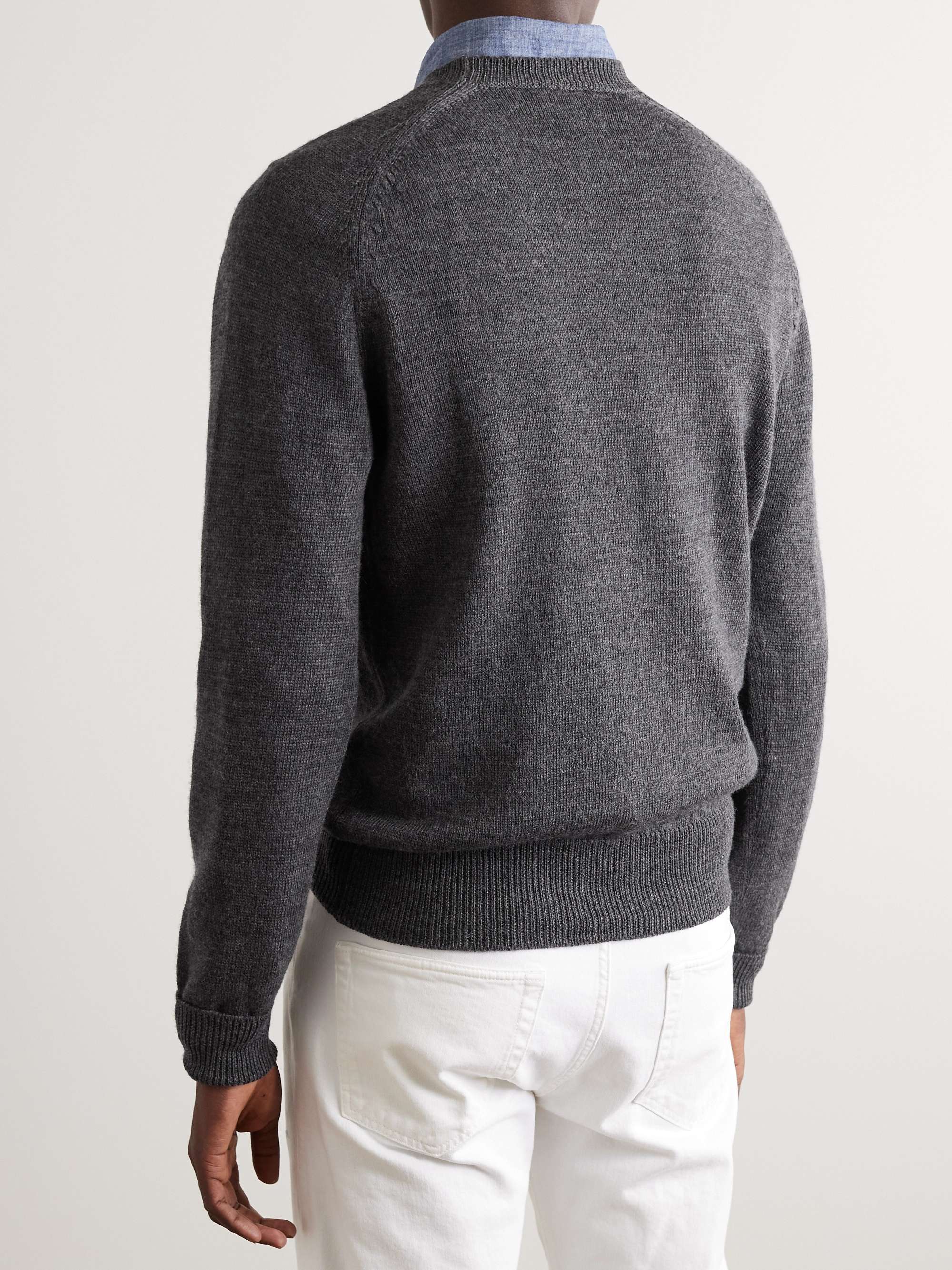 DRAKE'S Slim-Fit Mélange Merino Wool Sweater
