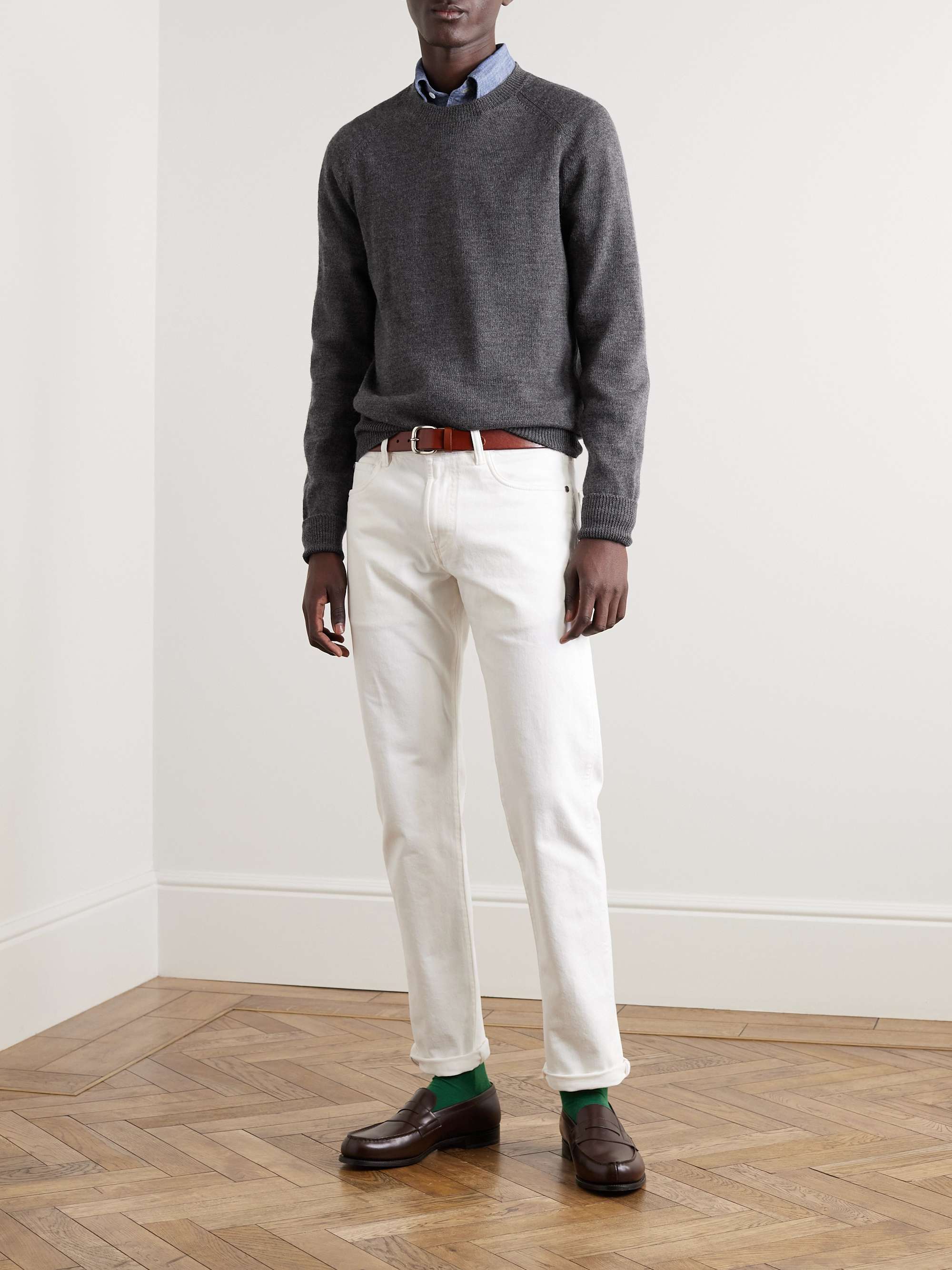 DRAKE'S Slim-Fit Mélange Merino Wool Sweater