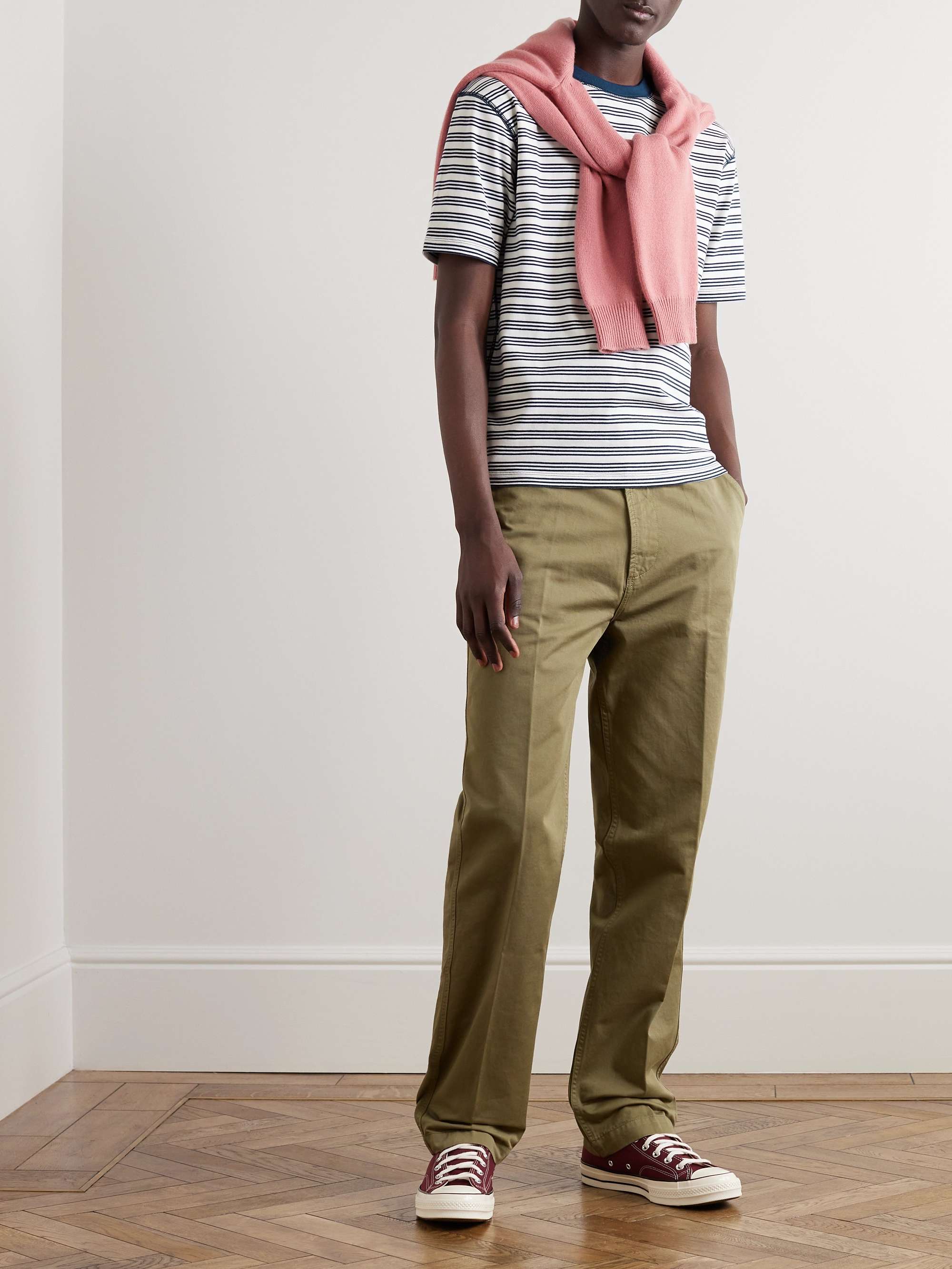 DRAKE'S Striped Cotton-Jersey T-Shirt