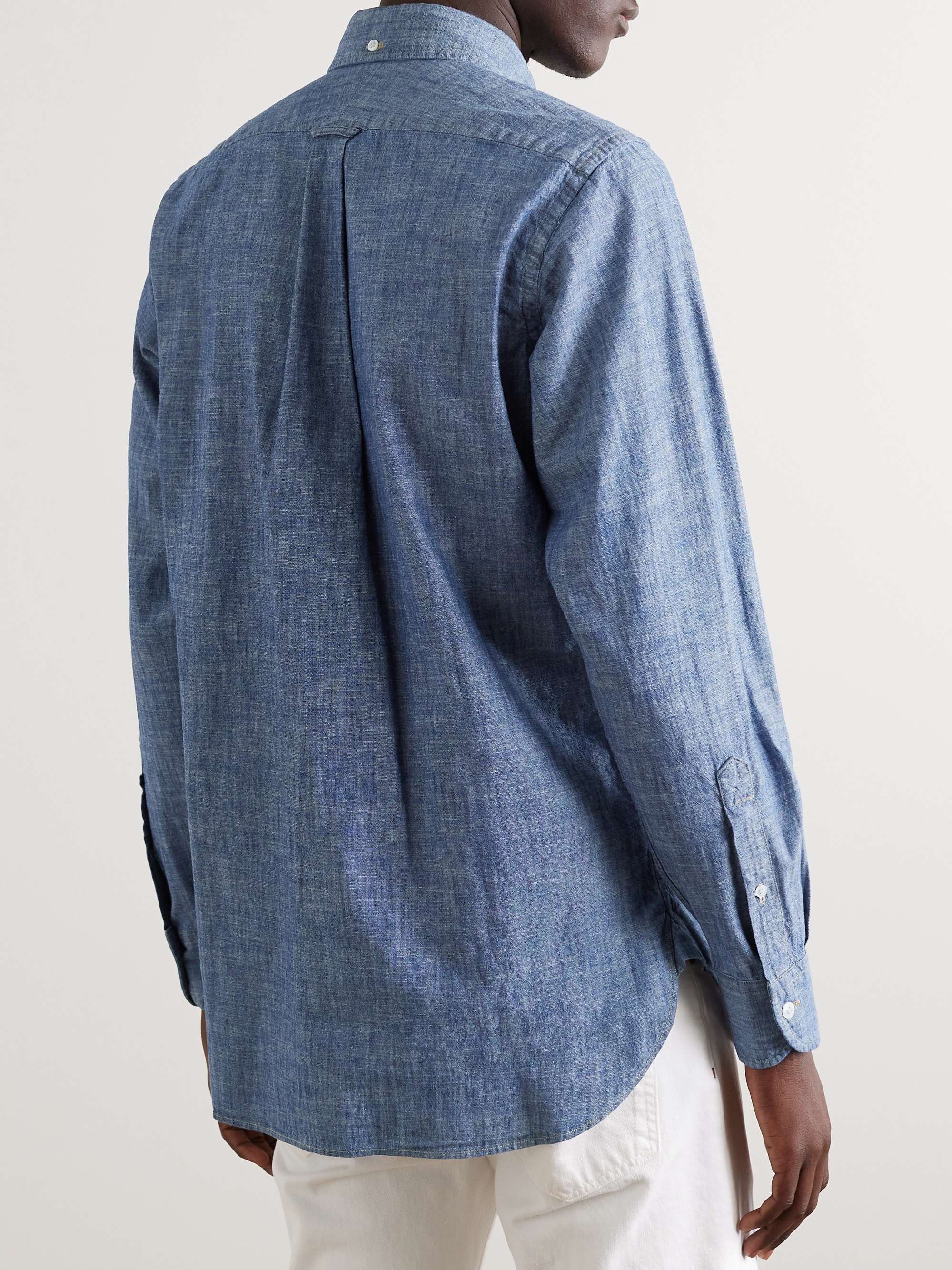 DRAKE'S Button-Down Collar Cotton-Chambray Shirt