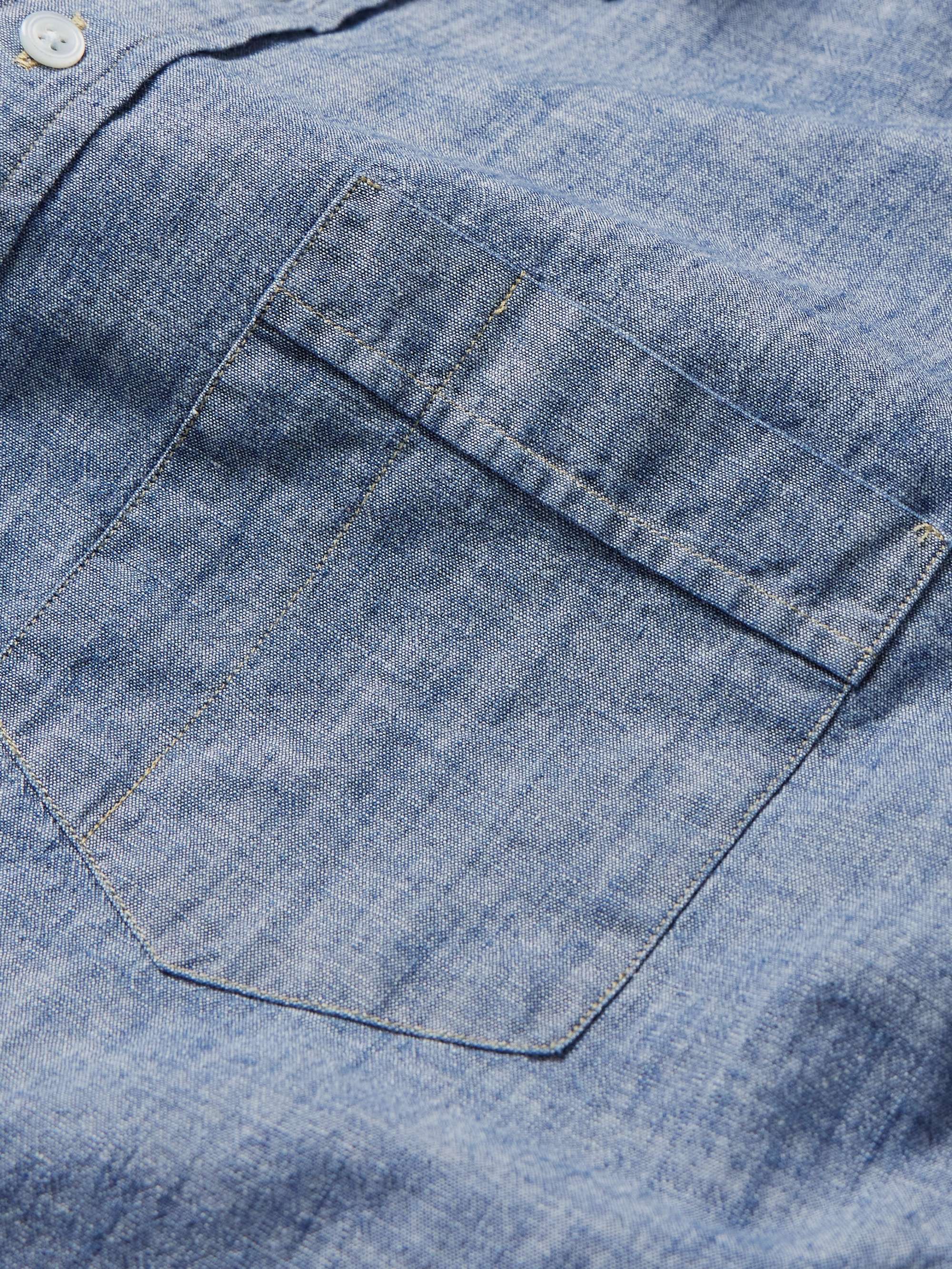 DRAKE'S Button-Down Collar Cotton-Chambray Shirt