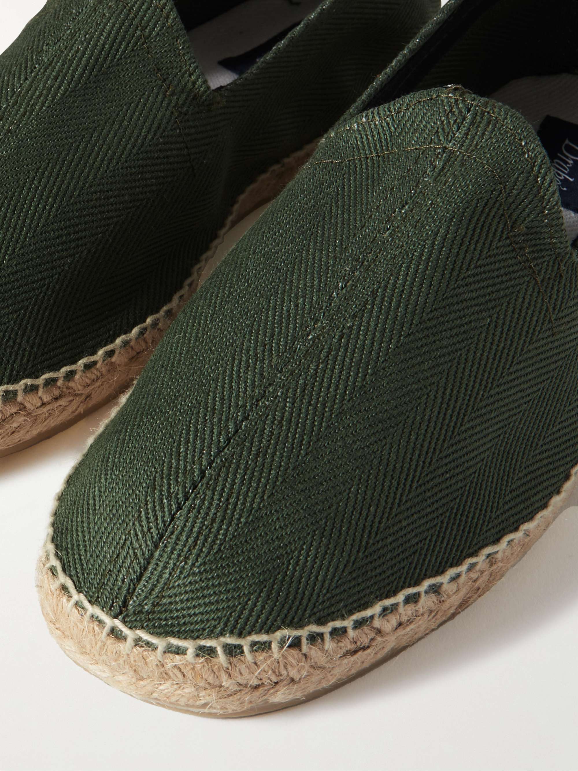DRAKE'S Herringbone Cotton-Canvas Espadrilles