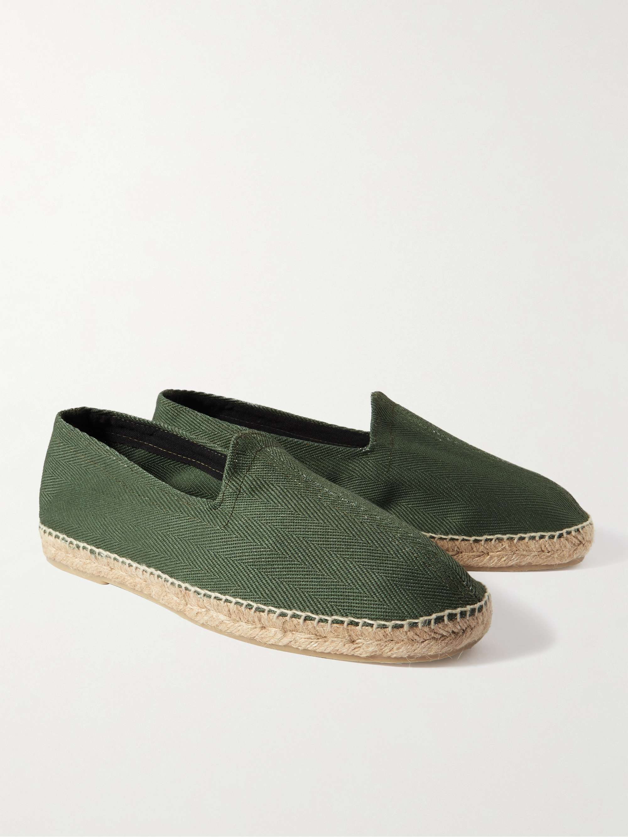 DRAKE'S Herringbone Cotton-Canvas Espadrilles