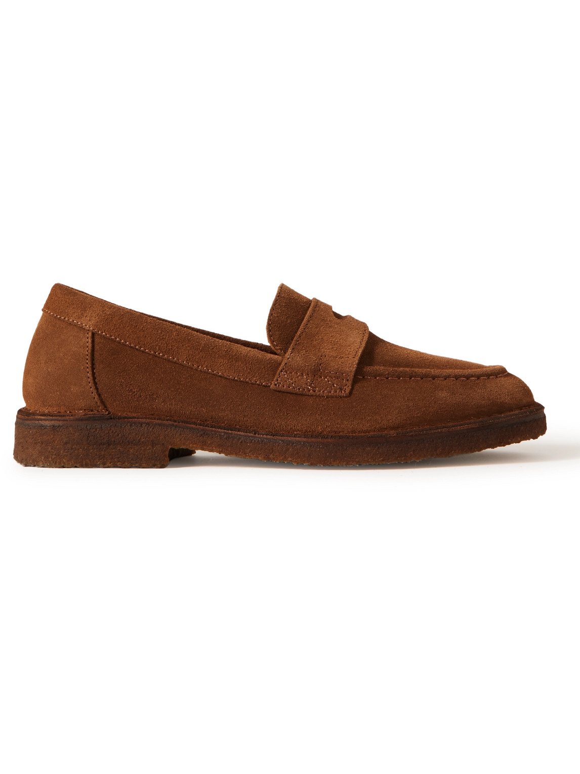 Drake's Suede Penny Loafers In Brown