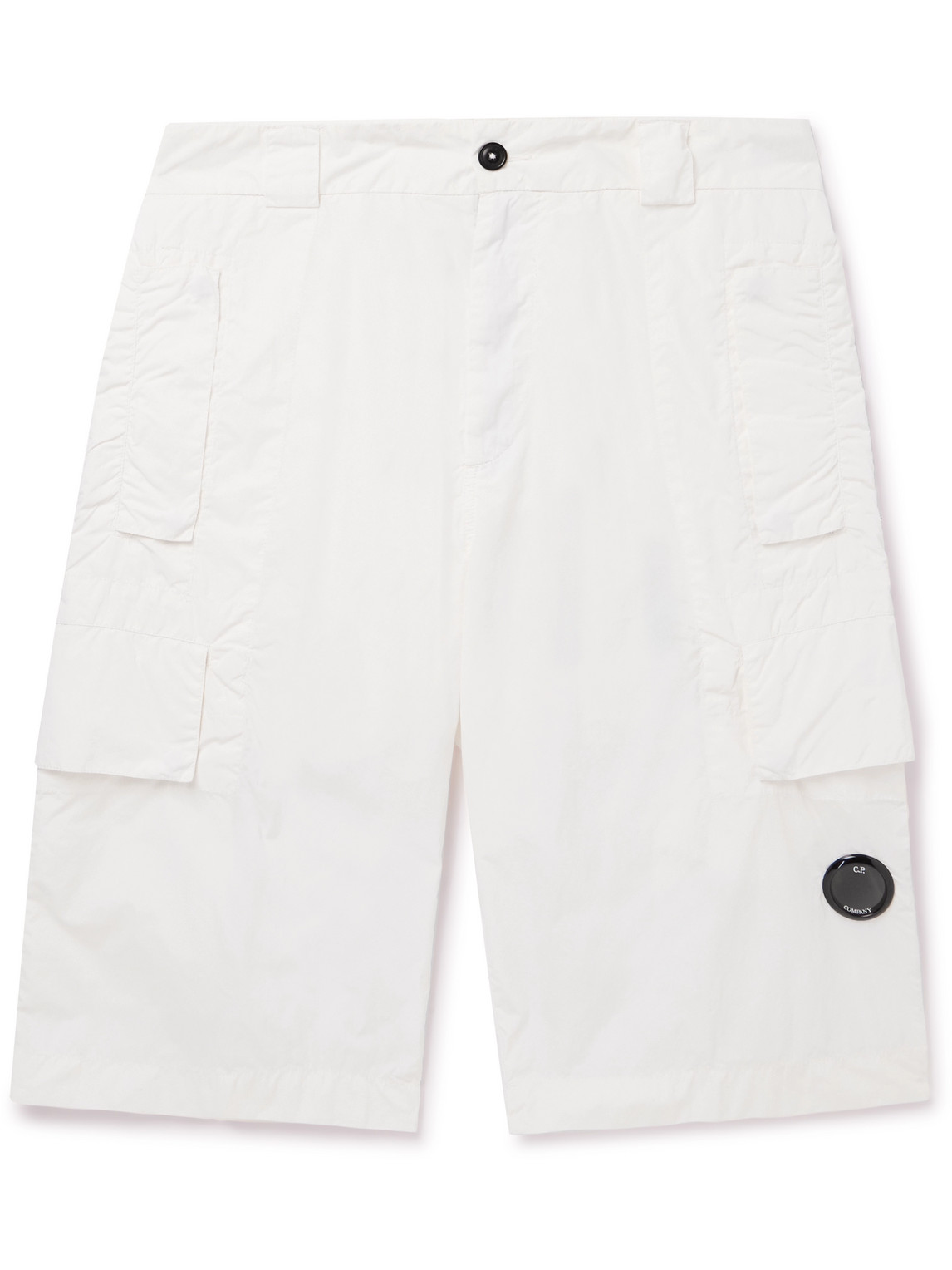 C.p. Company Straight-leg Logo-appliquéd Shell Cargo Shorts In Neutrals