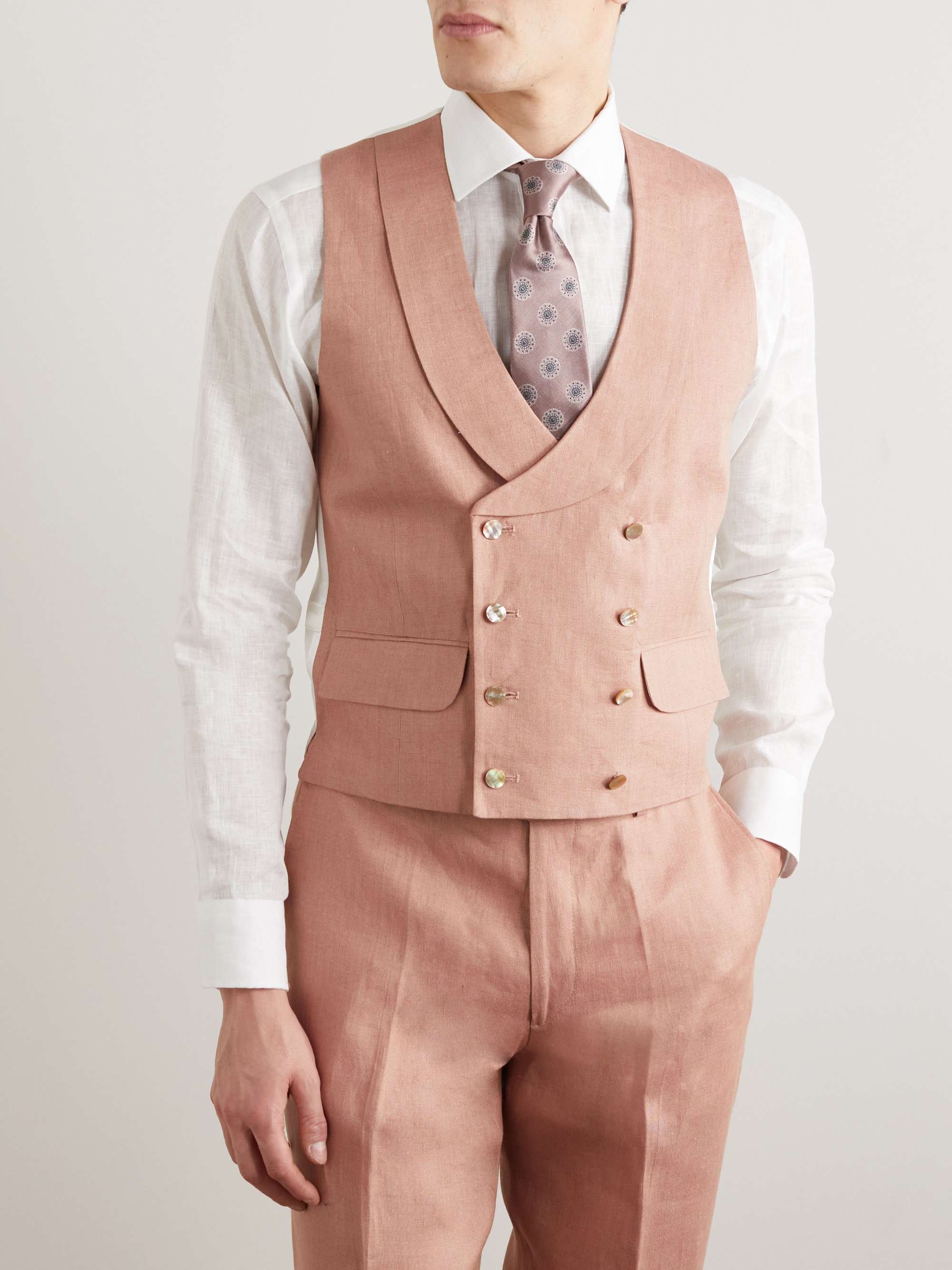 FAVOURBROOK Wolferton Double-Breasted Linen Waistcoat