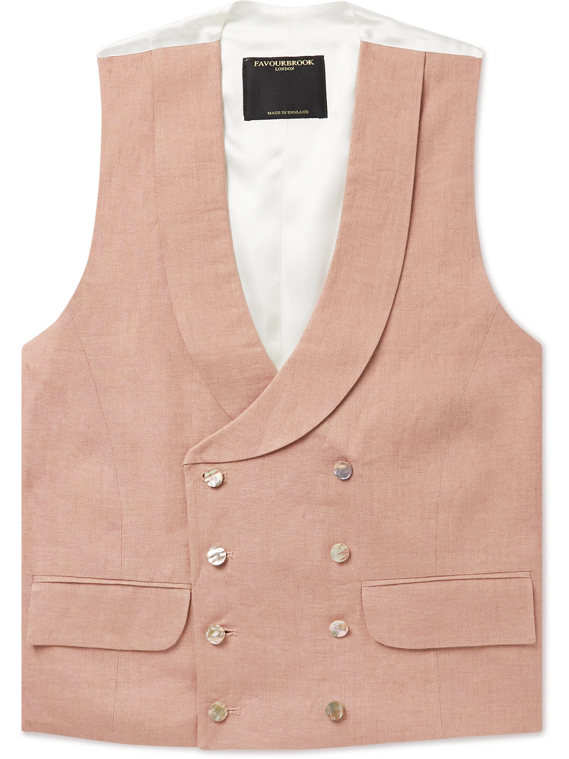 Sidmouth Slim-Fit Shawl-Collar Double-Breasted Linen Waistcoat