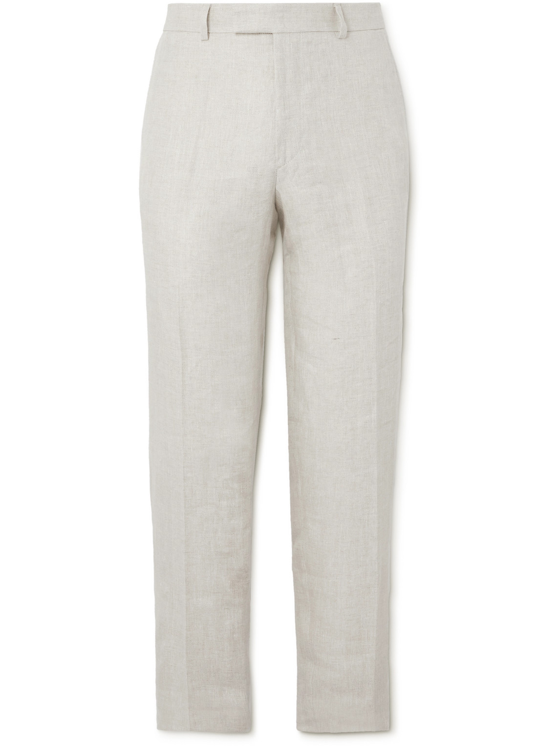 Dawlish Windsor Straight-Leg Herringbone Linen Suit Trousers